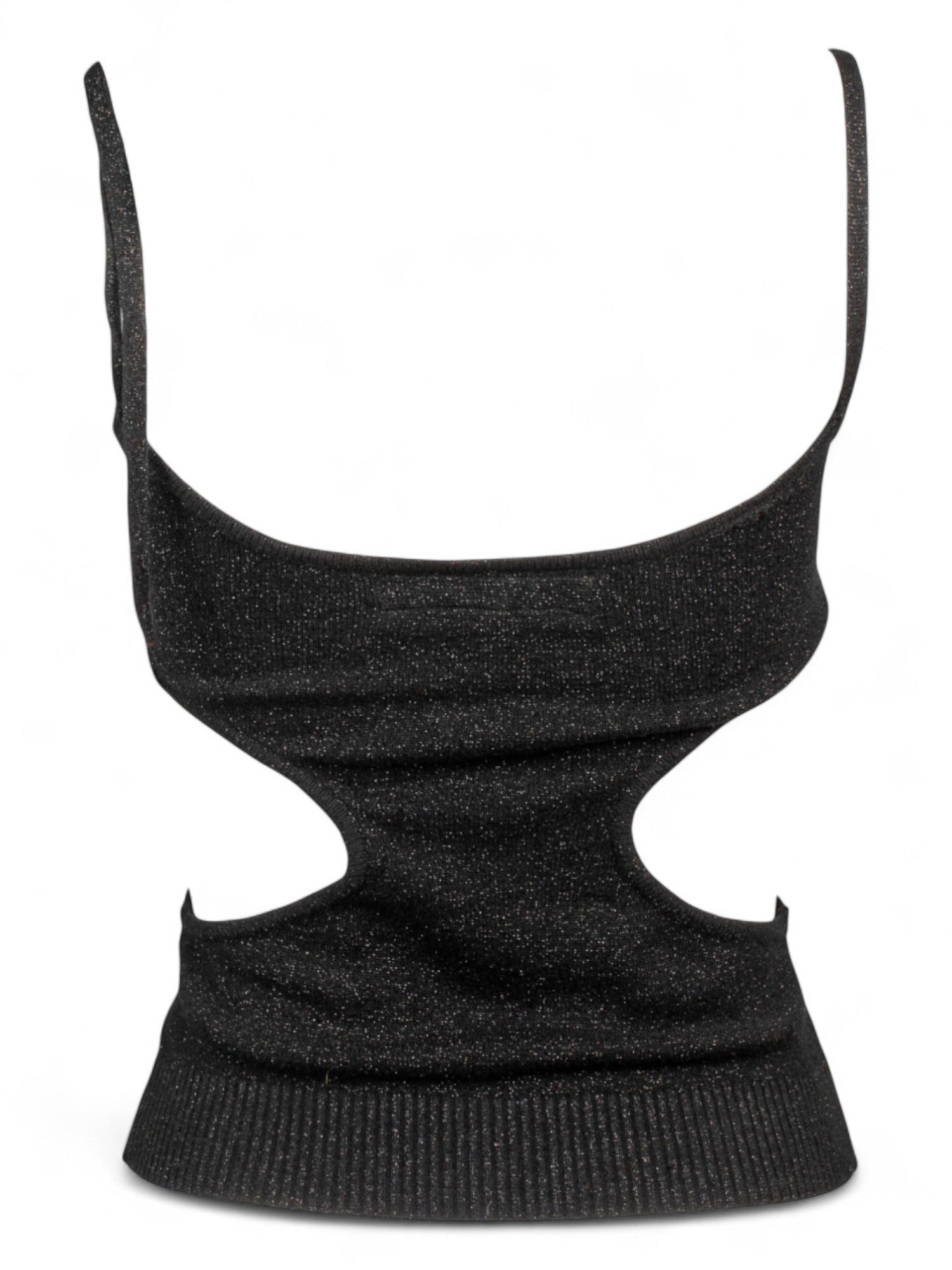 00S BLACK SPARKLY KNIT CUTOUT TANK