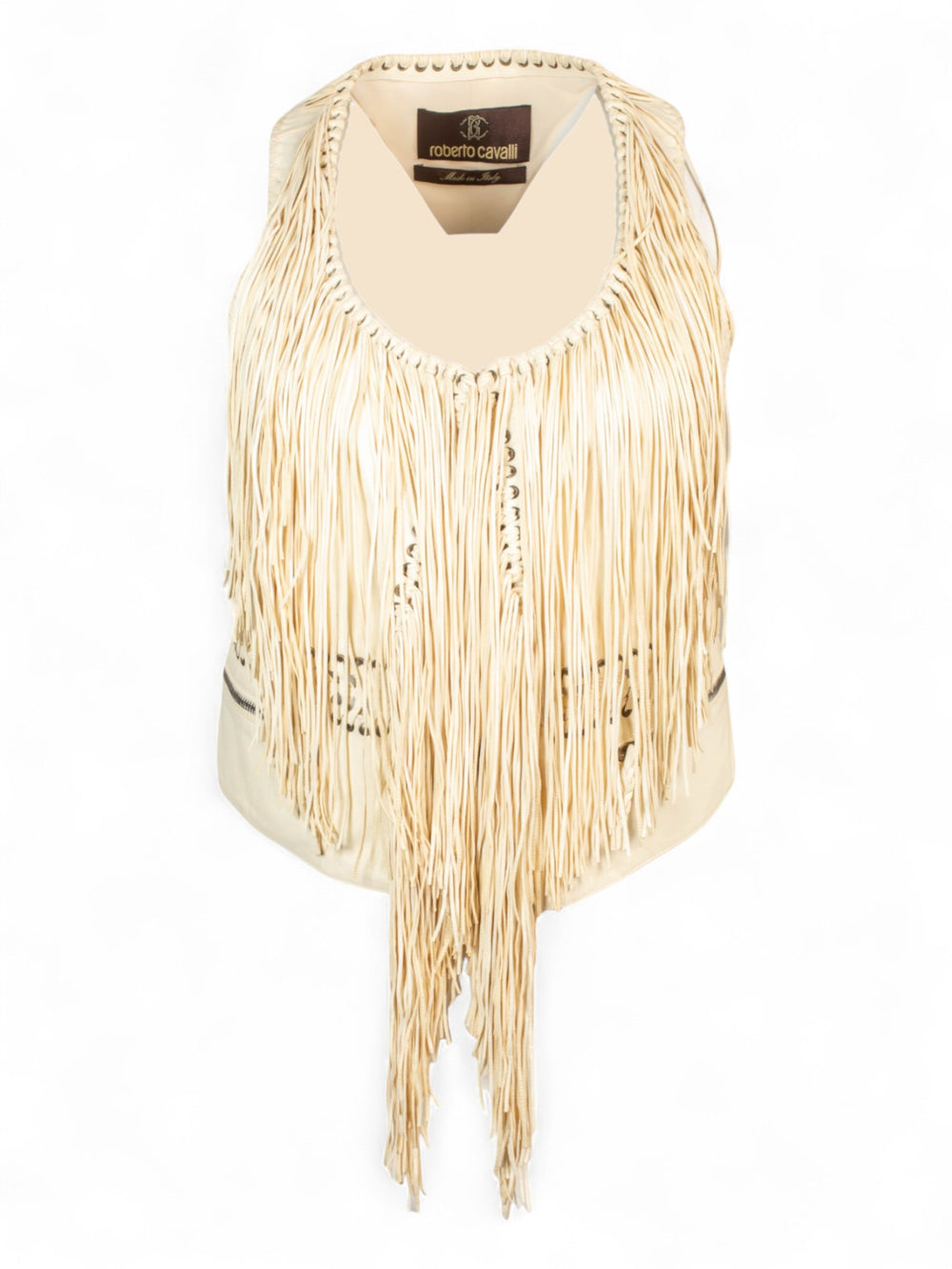 SS13 OFF WHITE FRINGE LEATHER VEST