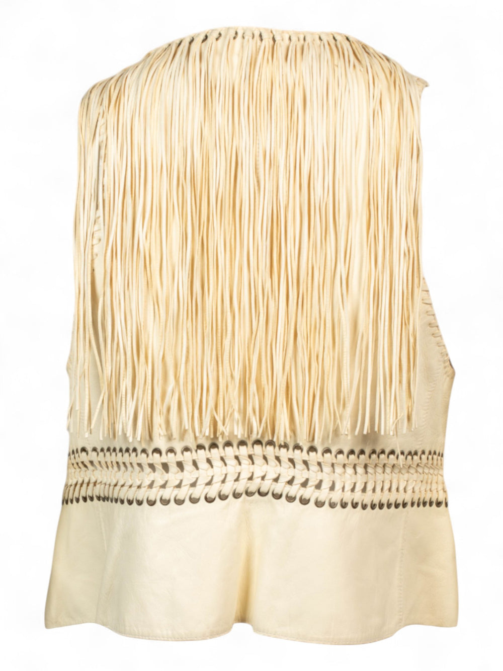 SS13 OFF WHITE FRINGE LEATHER VEST