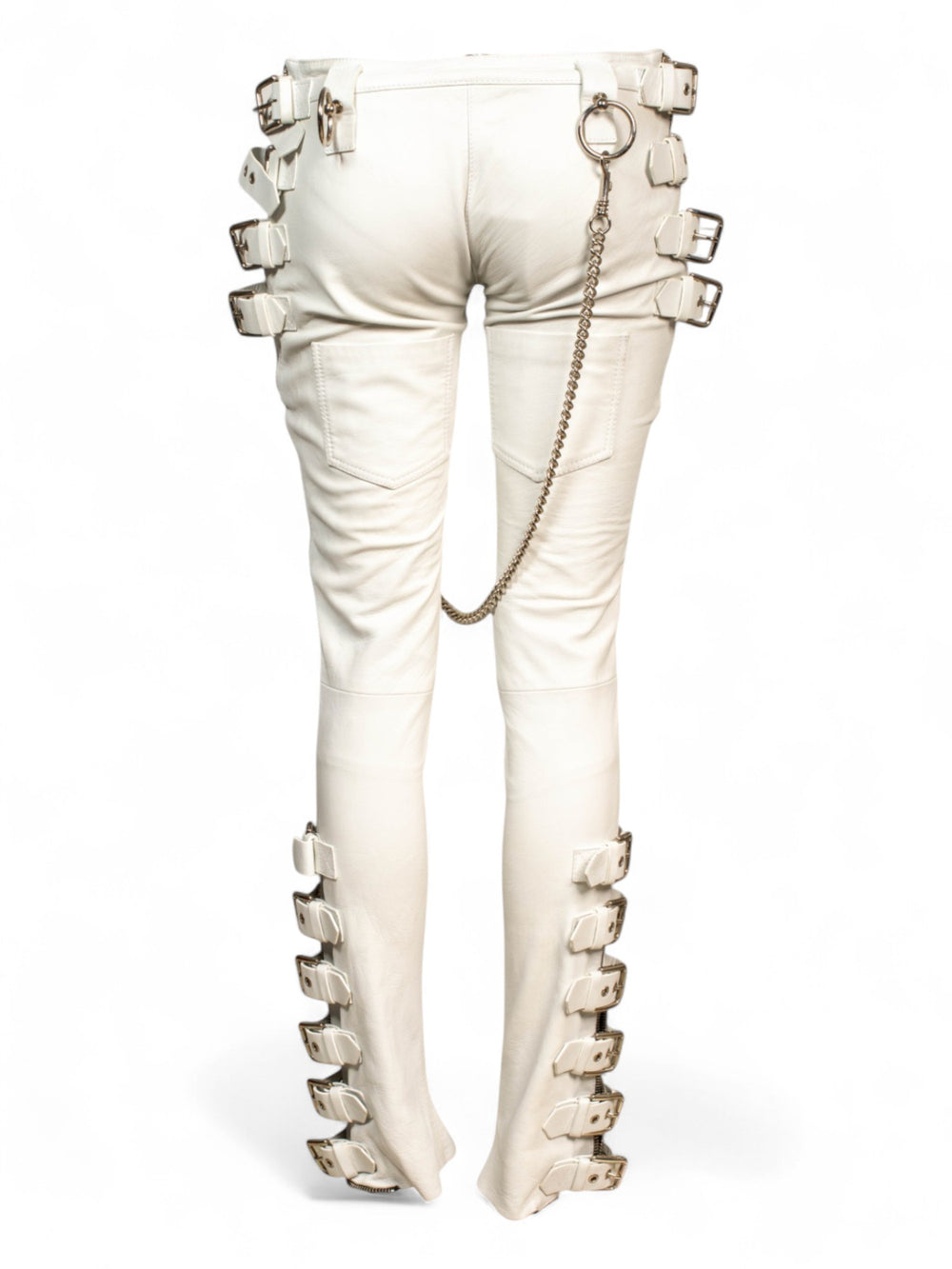 SS03 WHITE LAMBSKIN BONDAGE CARGO PANTS