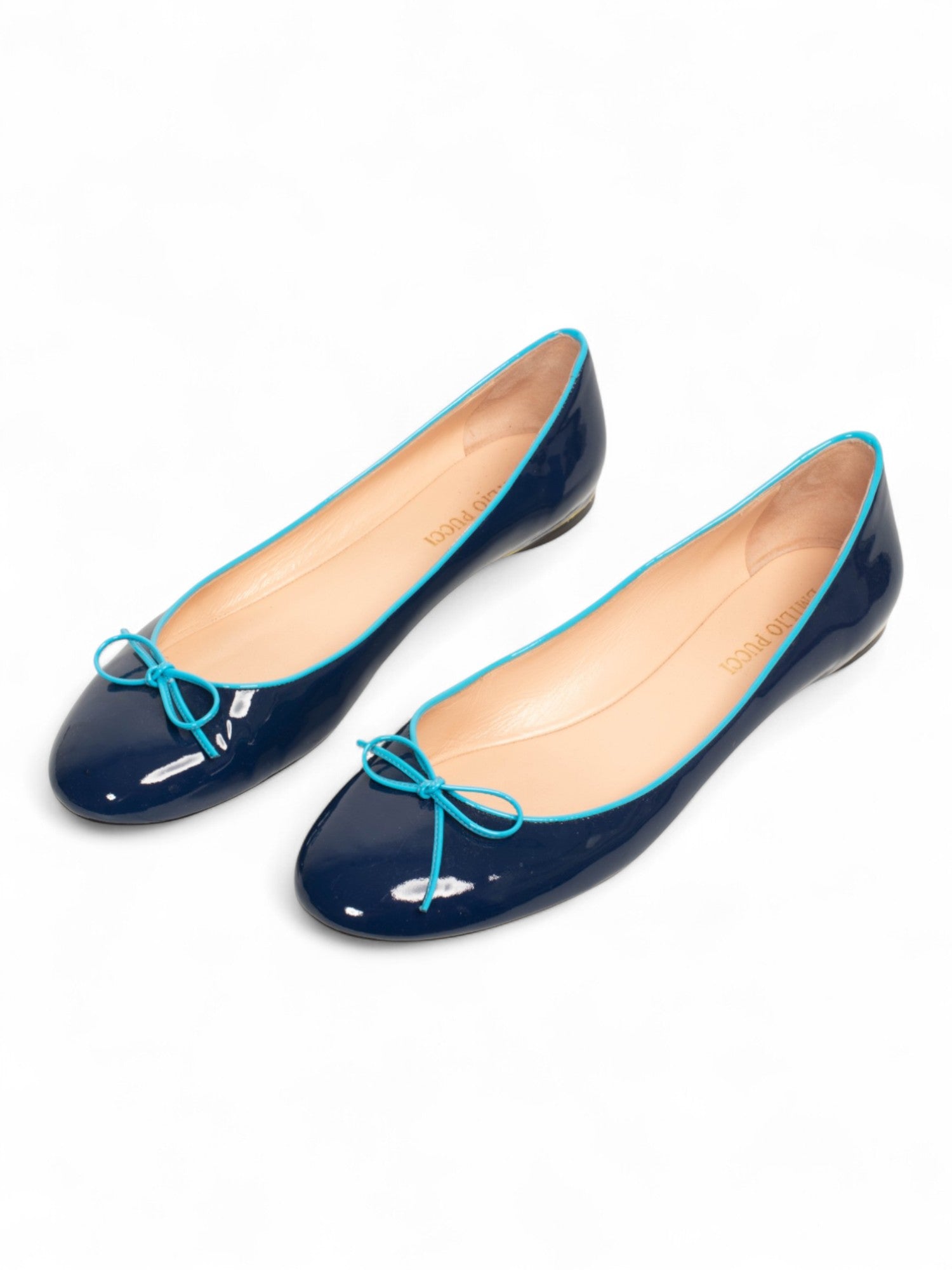 BLUE PATENT LEATHER BALLET FLATS @EBAREN