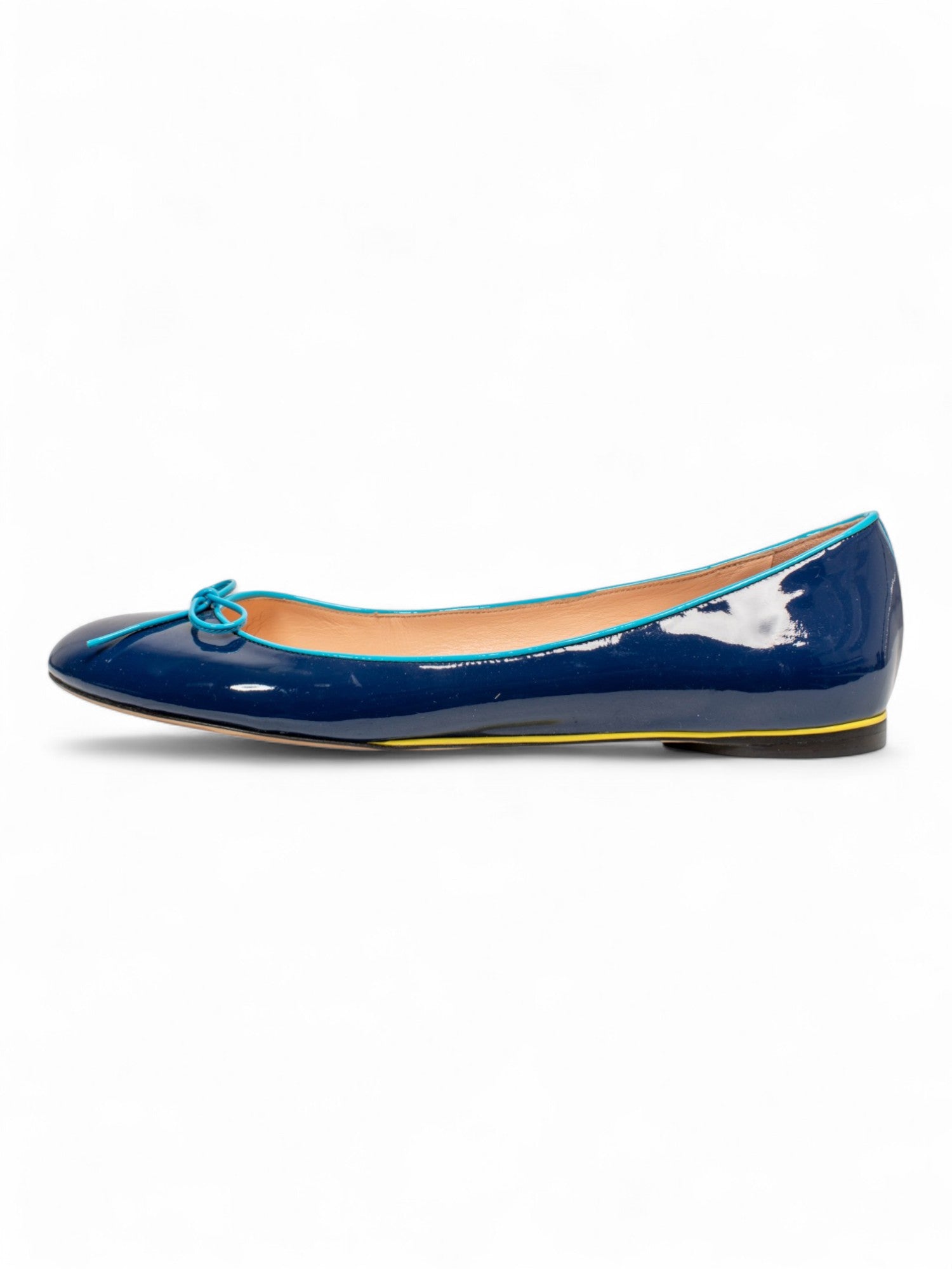 BLUE PATENT LEATHER BALLET FLATS @EBAREN