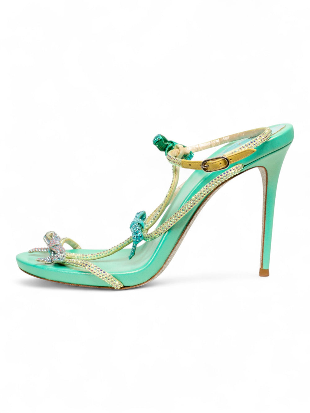 TURQUOISE RHINESTONE BOW HEELS @JKOVA