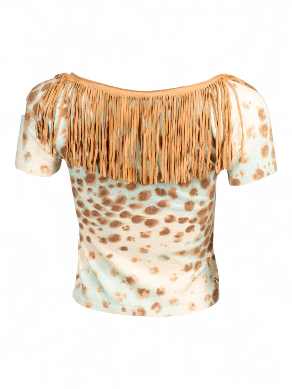 CHEETAH PRINTED FRINGE BUTTON DOWN TOP