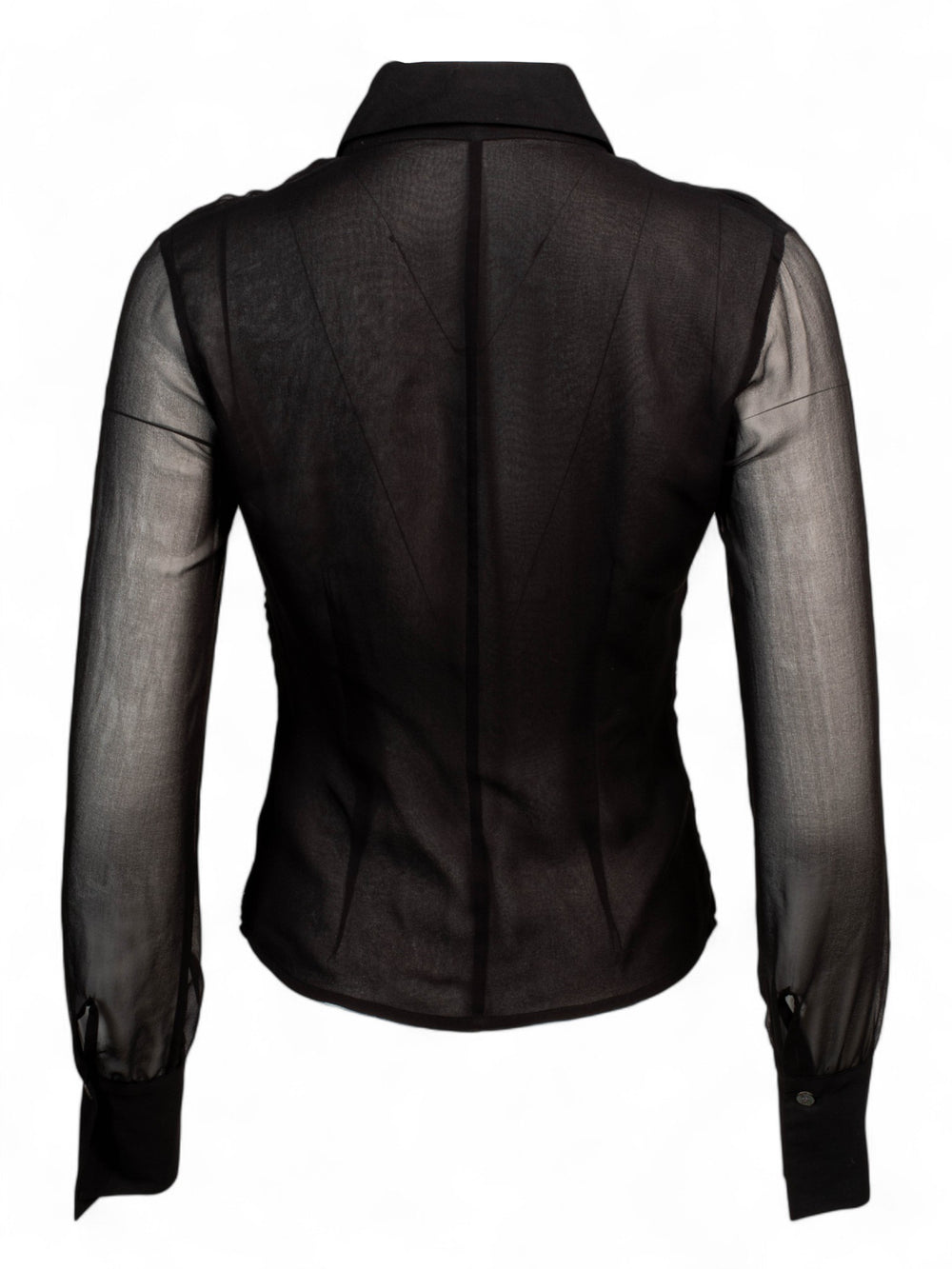 BLACK SILK RUCHED L/S TOP