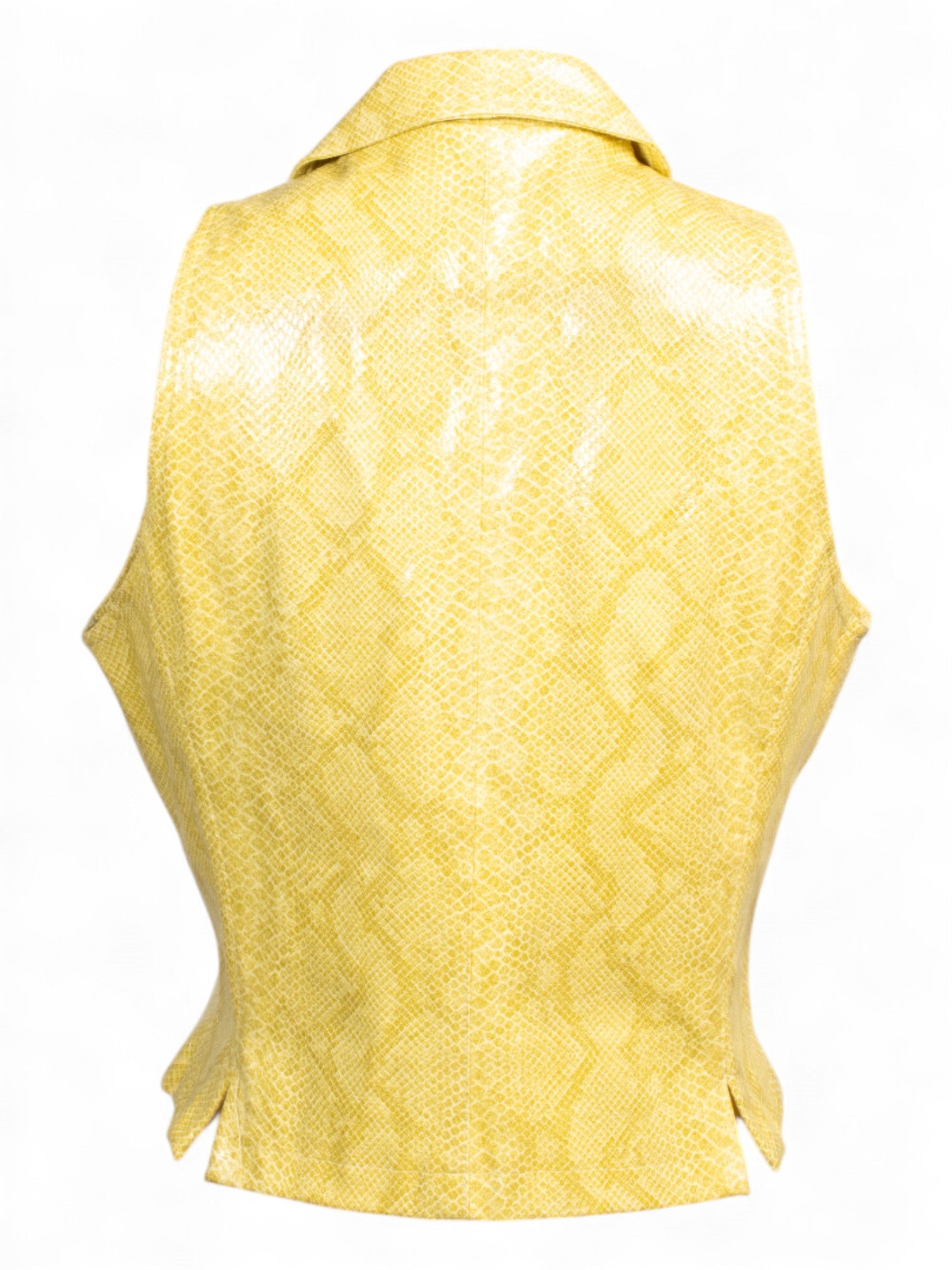 90S YELLOW FAUX SNAKESKIN ZIP UP VEST