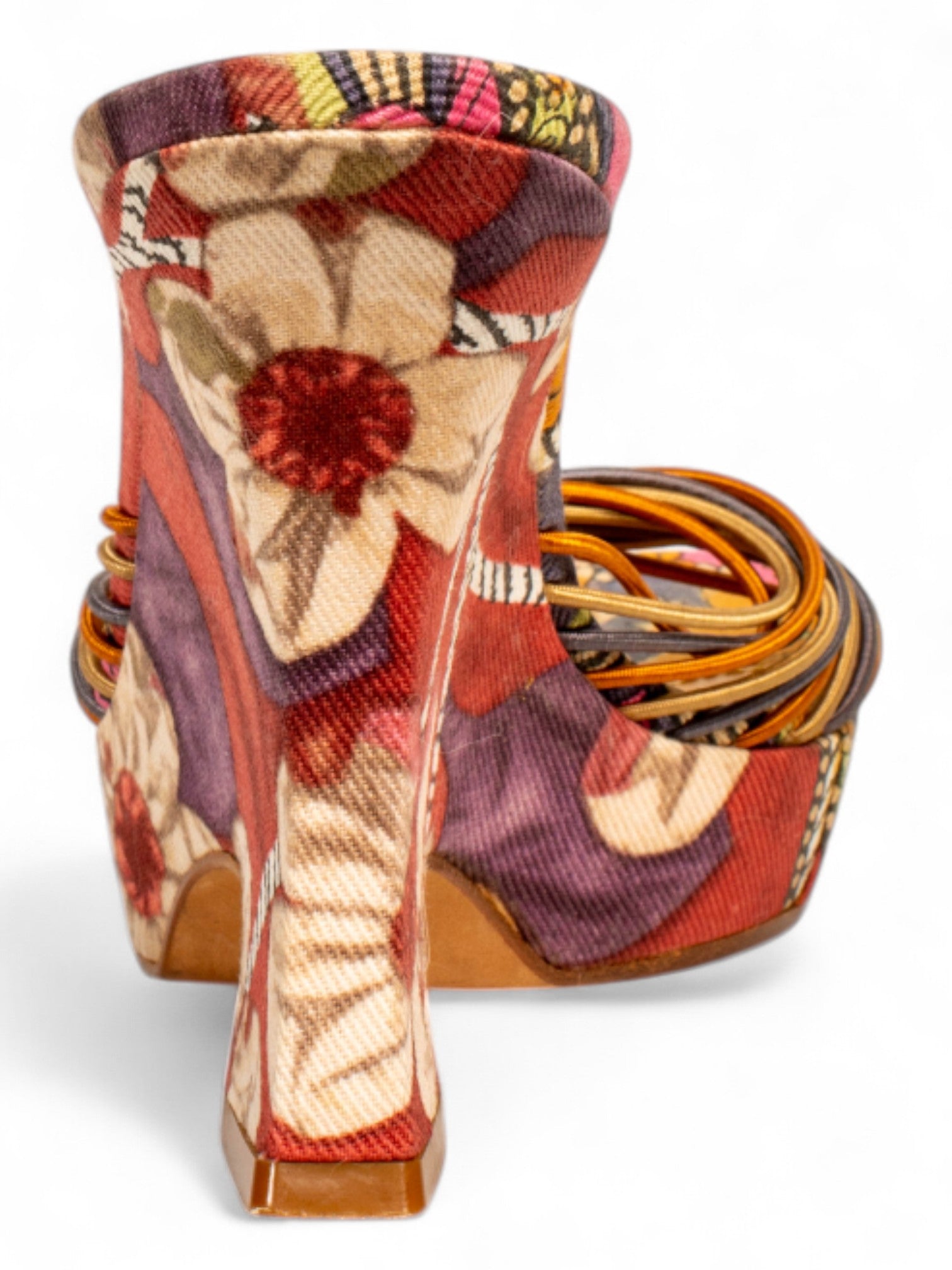RARE MAUVE/PURPLE FLORAL PRINTED WEDGE HEELS