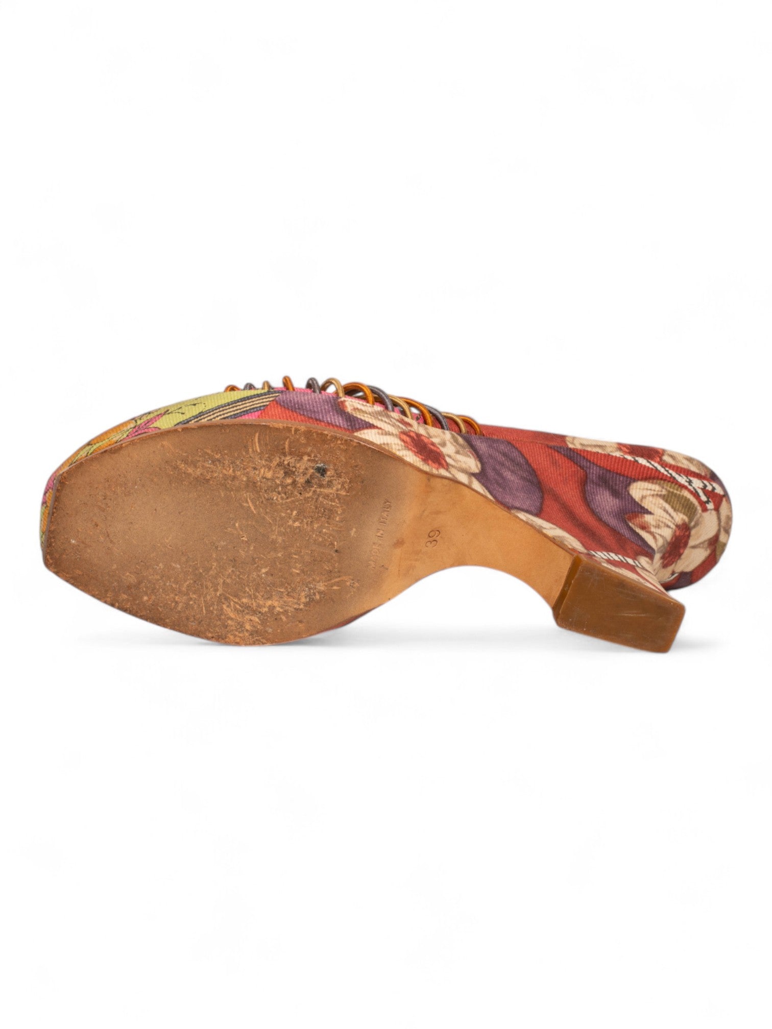 RARE MAUVE/PURPLE FLORAL PRINTED WEDGE HEELS