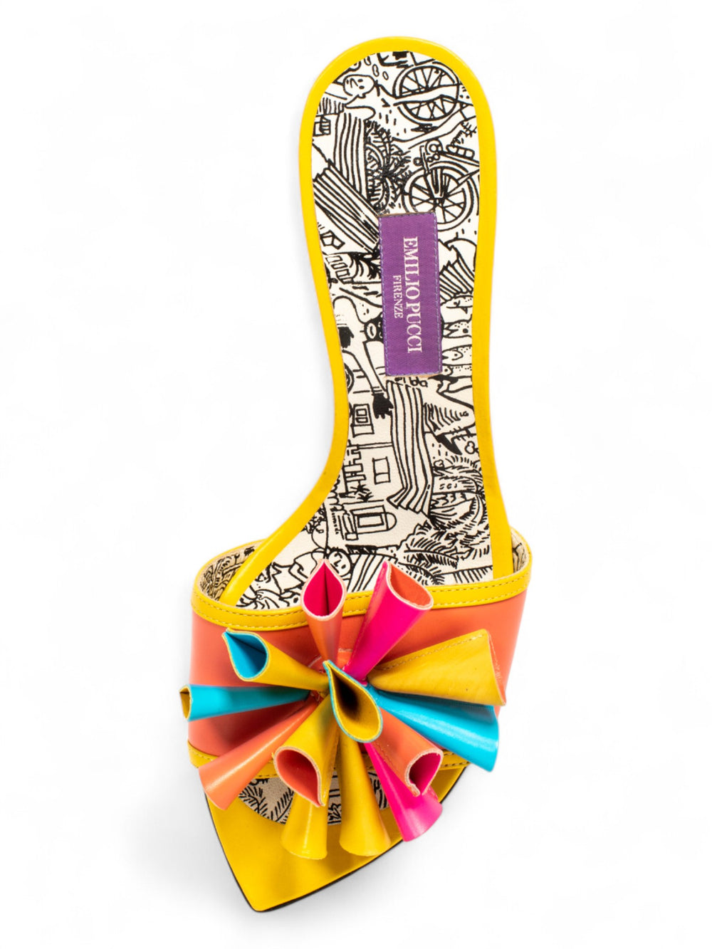 MULTICOLOR LEATHER CELEBRATION SANDAL HEELS