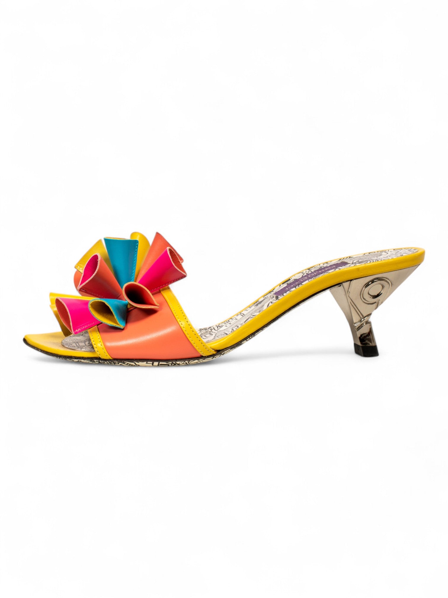 MULTICOLOR LEATHER CELEBRATION SANDAL HEELS