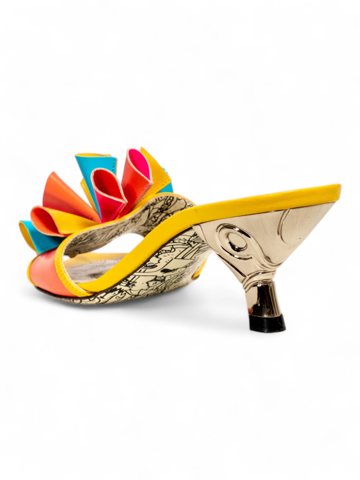 MULTICOLOR LEATHER CELEBRATION SANDAL HEELS