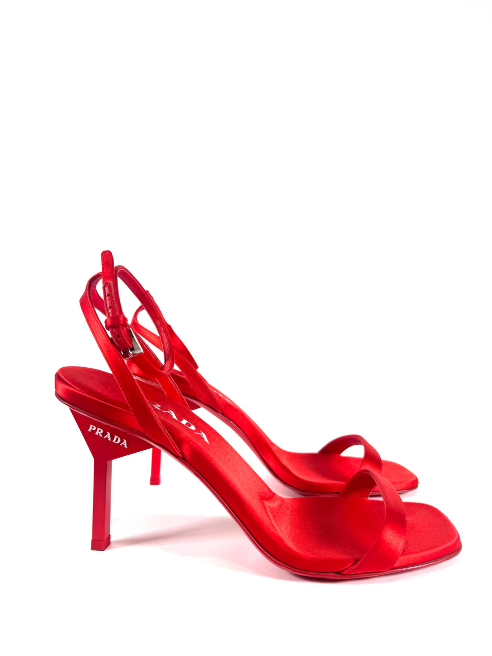 RED SATIN STRAPPY PUMPS @JKOVA
