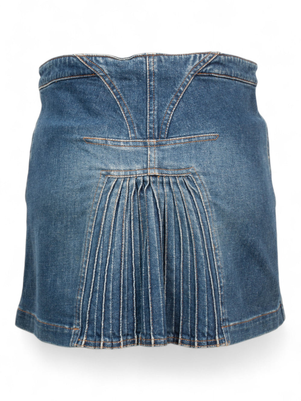 DENIM PLEATED WESTERN MINI SKIRT