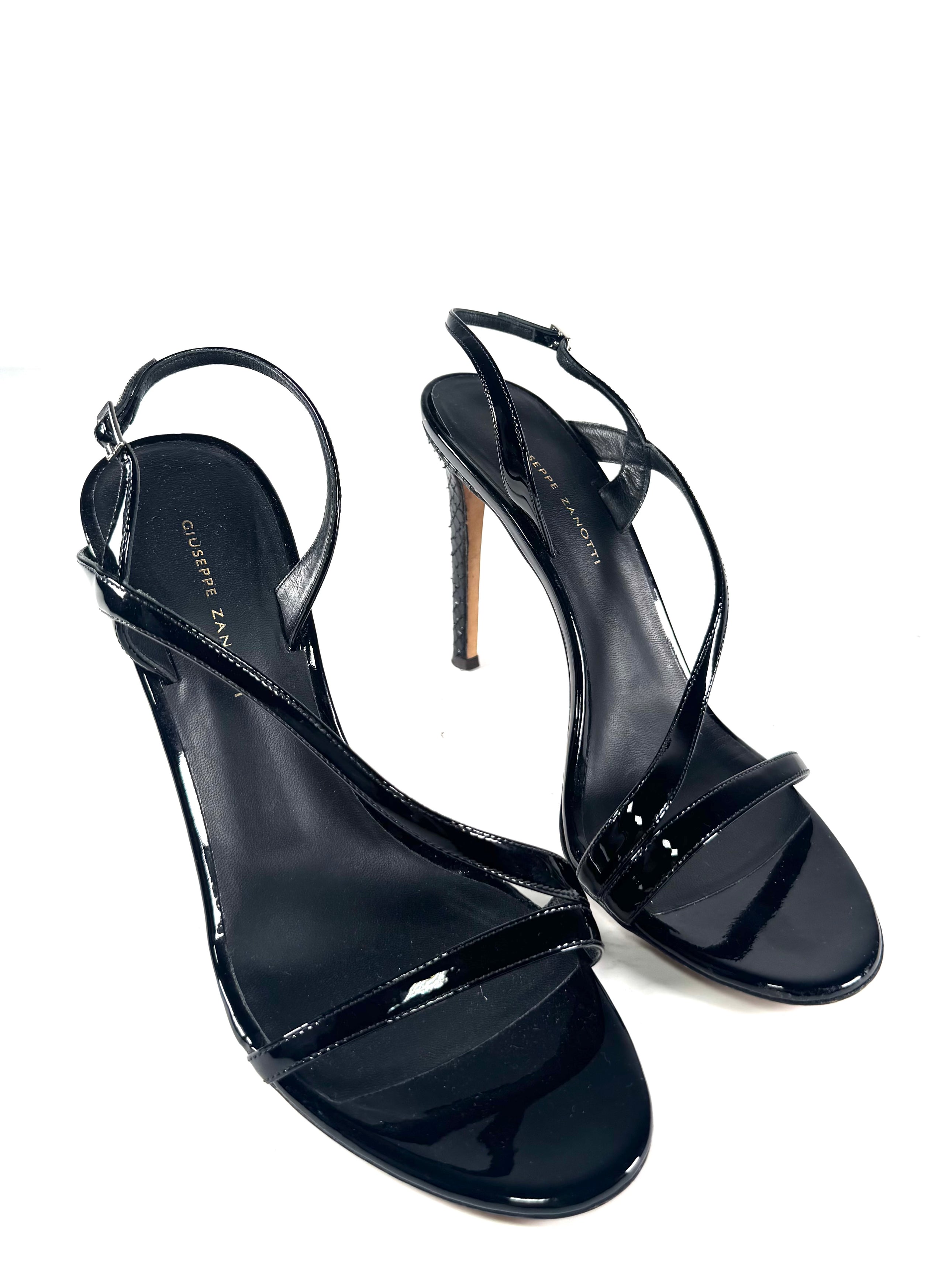 BLACK PATENT & SNAKESKIN HEEL