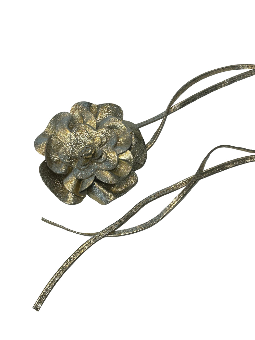 METALLIC GOLD FLORAL BELT