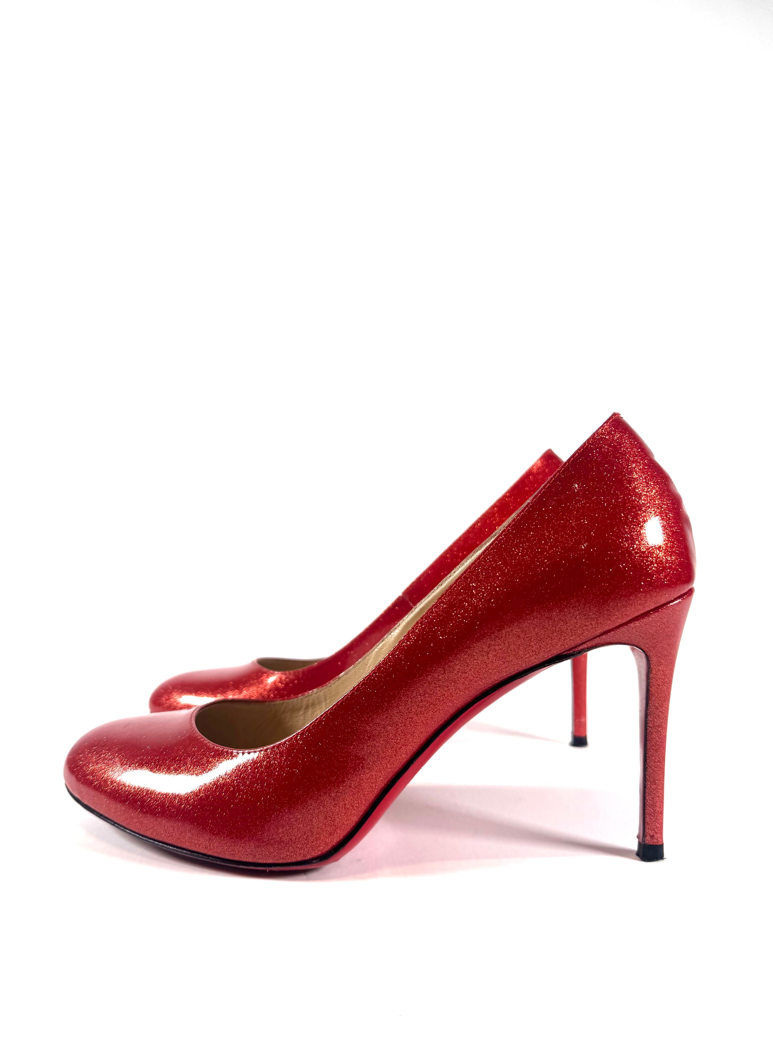RED SPARKLY PATENT LEATHER PUMPS @JKOVA