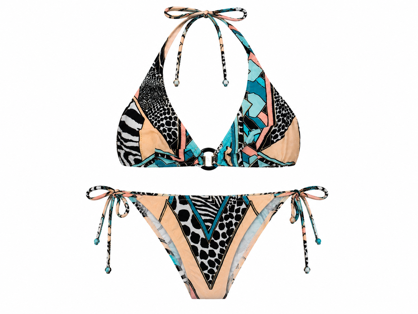 PINK/BLUE GEOMETRIC & ANIMAL PRINT BIKINI (NWT)