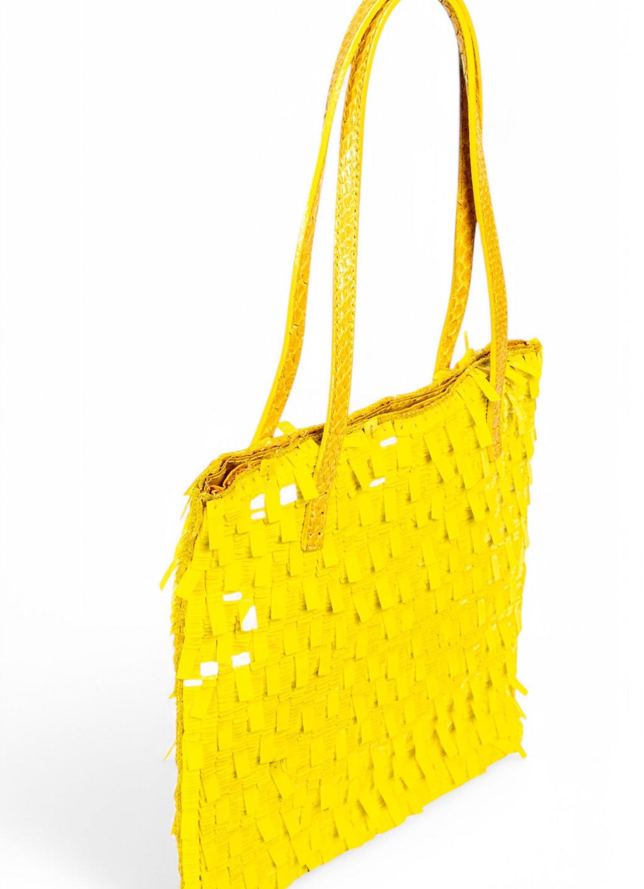 RARE YELLOW SEQUIN AND SNAKESKIN MINI TOTE