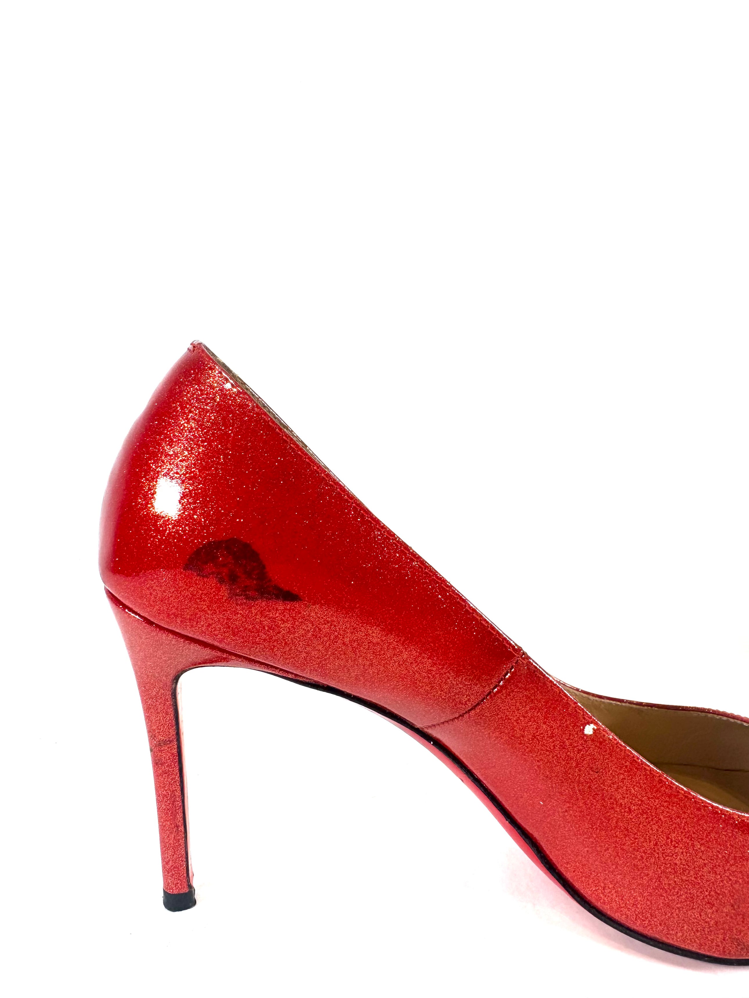 RED SPARKLY PATENT LEATHER PUMPS @JKOVA