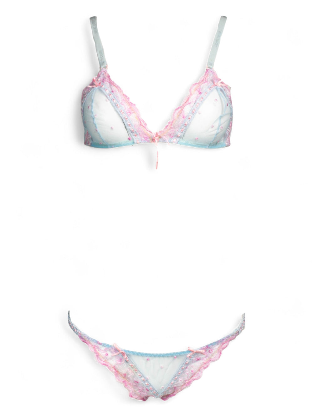 2000s PINK & BLUE LACEY LINGERIE SET