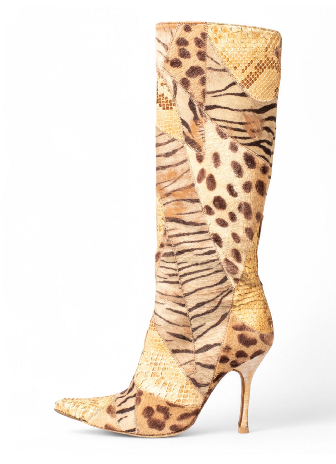 PONY HAIR SNAKESKIN BOOTS