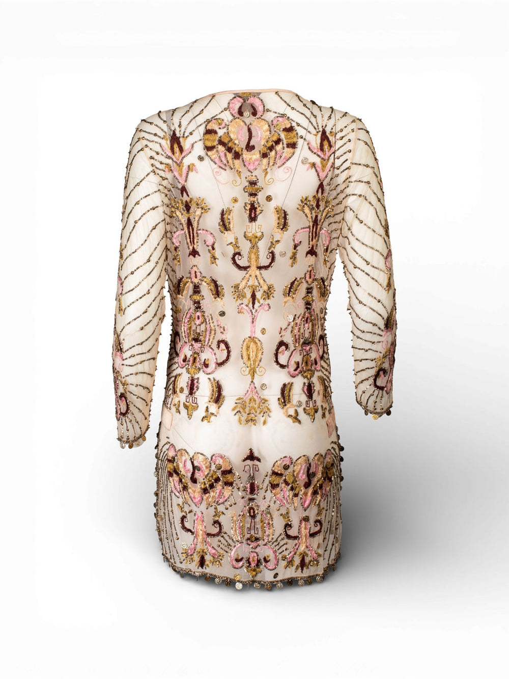 2004 RARE MESH EMBROIDERED BEADED L/S DRESS@IRIK