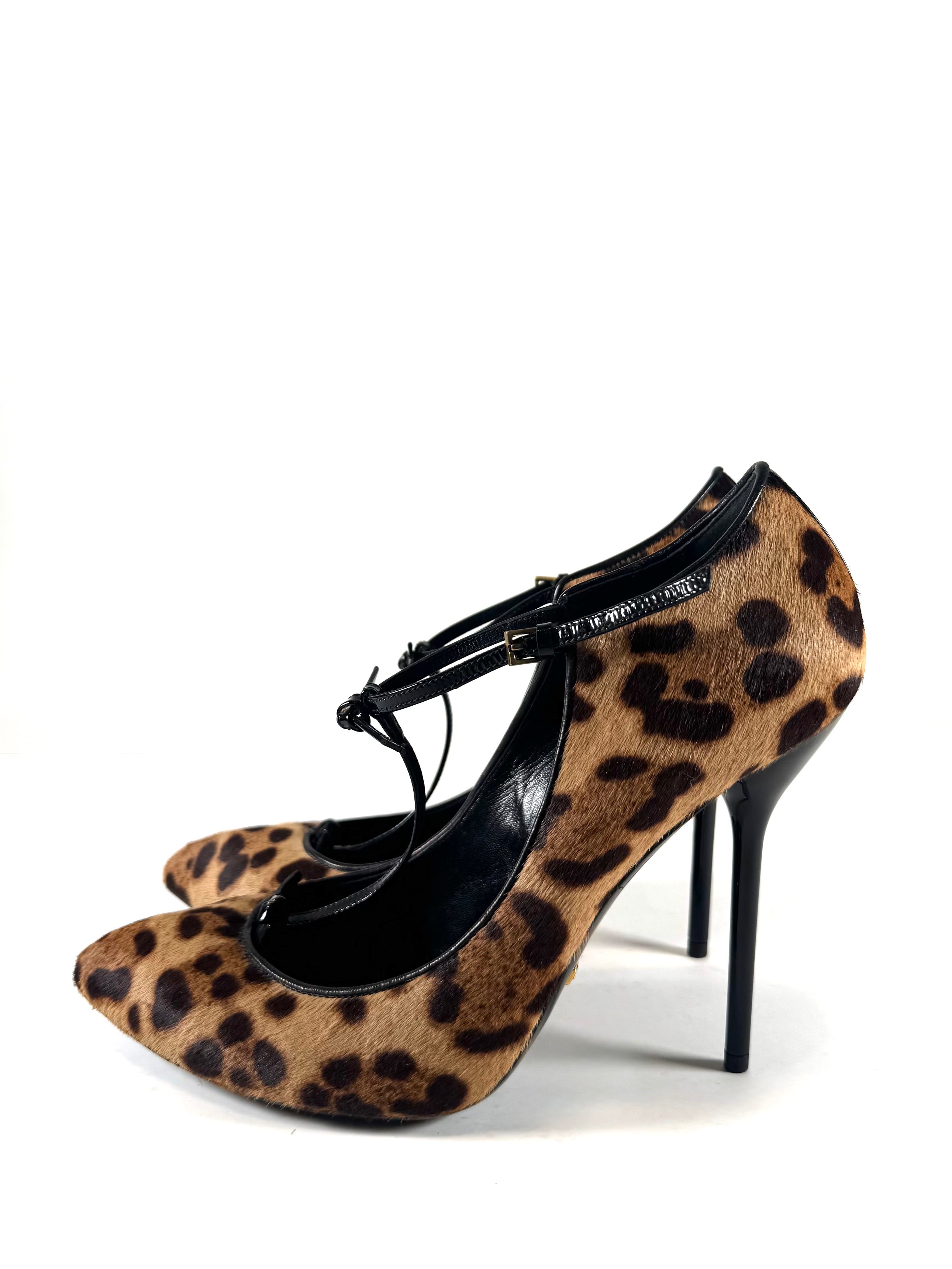 CHEETAH CALF HAIR PUMPS W/ BOW DETAIL