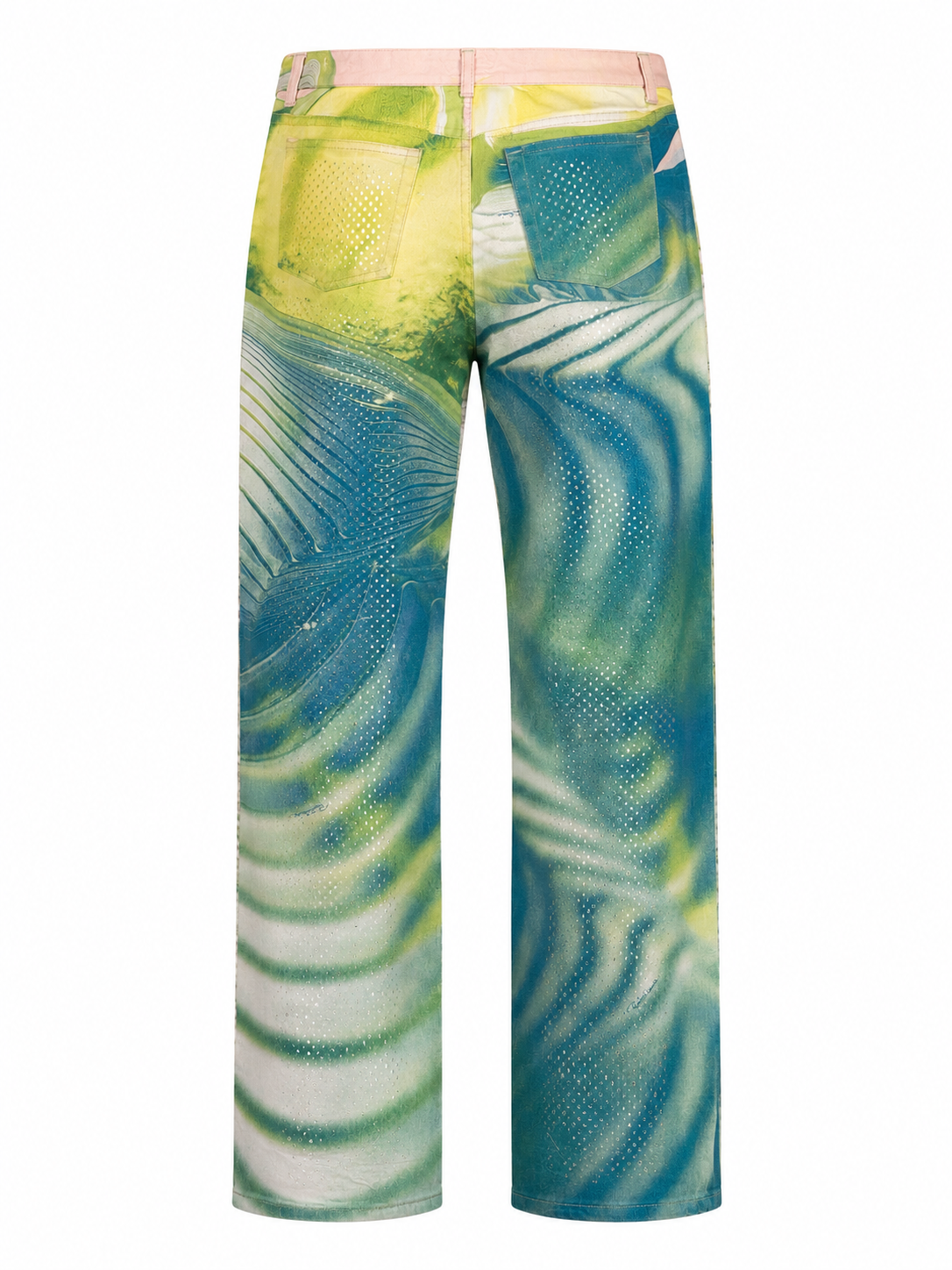 SS01 PINK/GREEN PSYCHEDELIC PRINT STRAIGHT LEG JEANS
