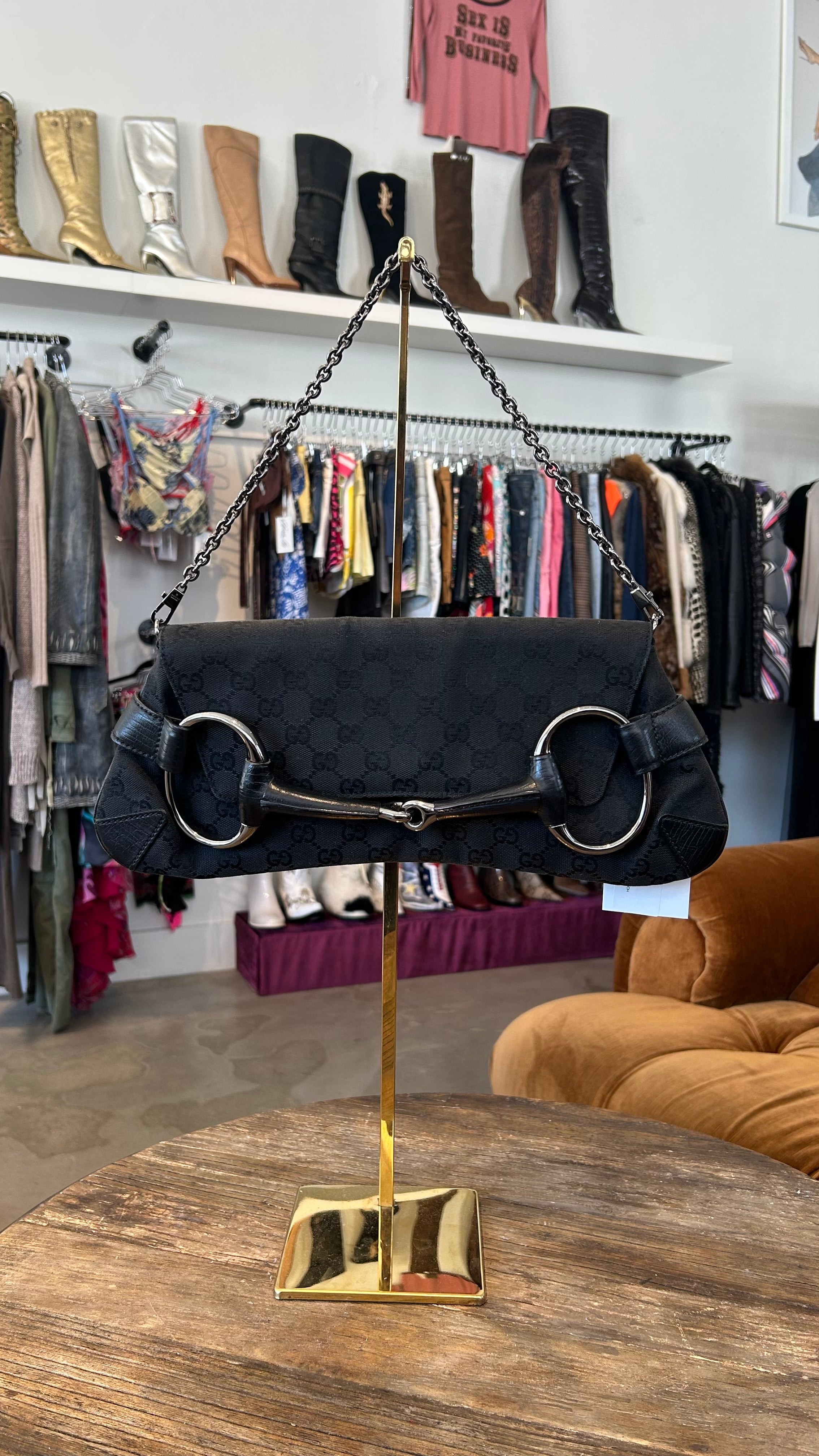 HORSEBIT CANVAS 1955 MONOGRAM CHAIN PURSE