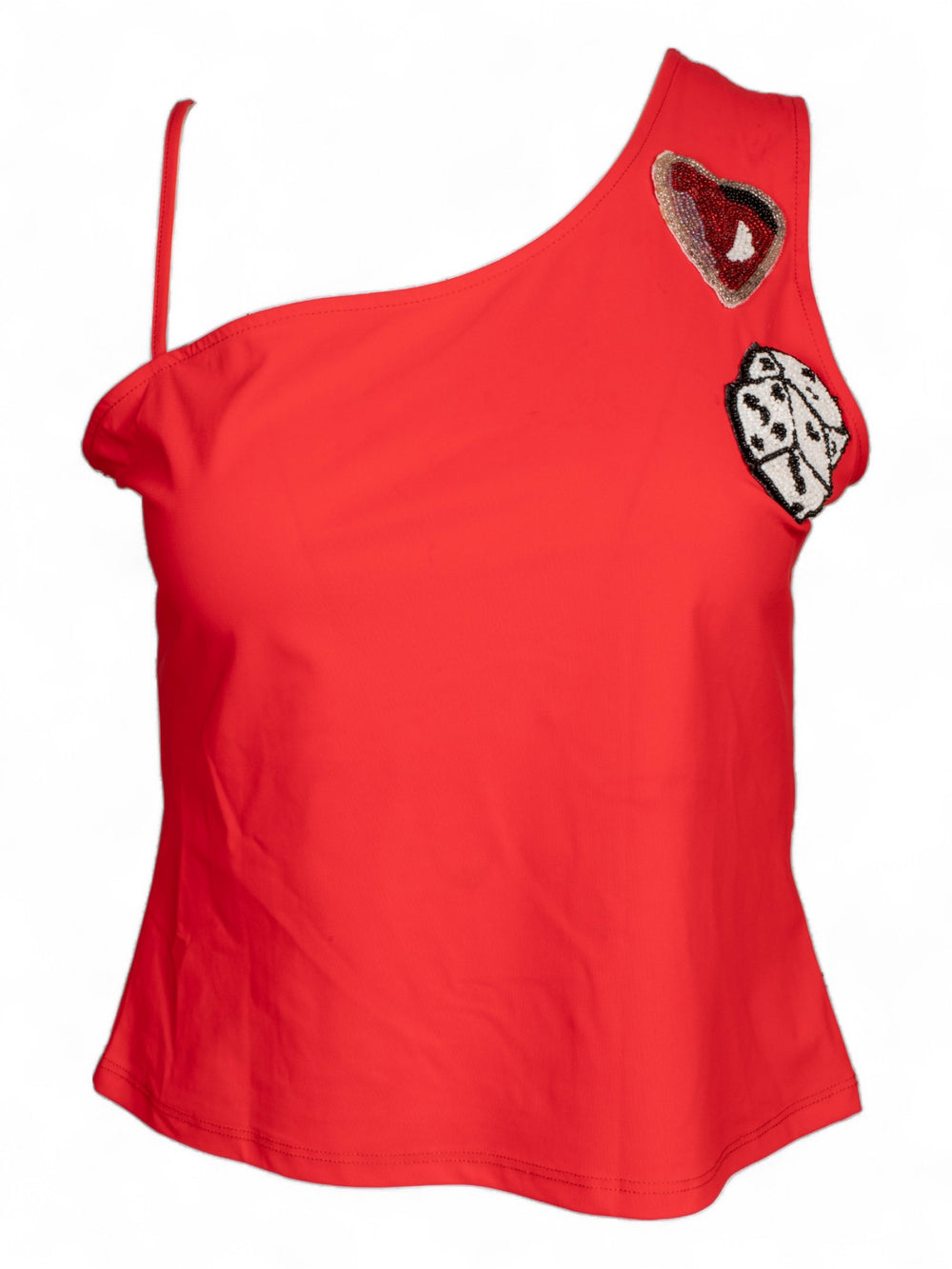 RED BEADED GAMBLER TOP