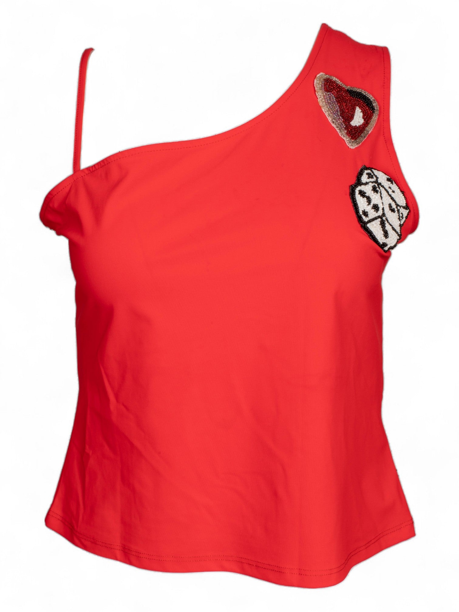 RED BEADED GAMBLER TOP