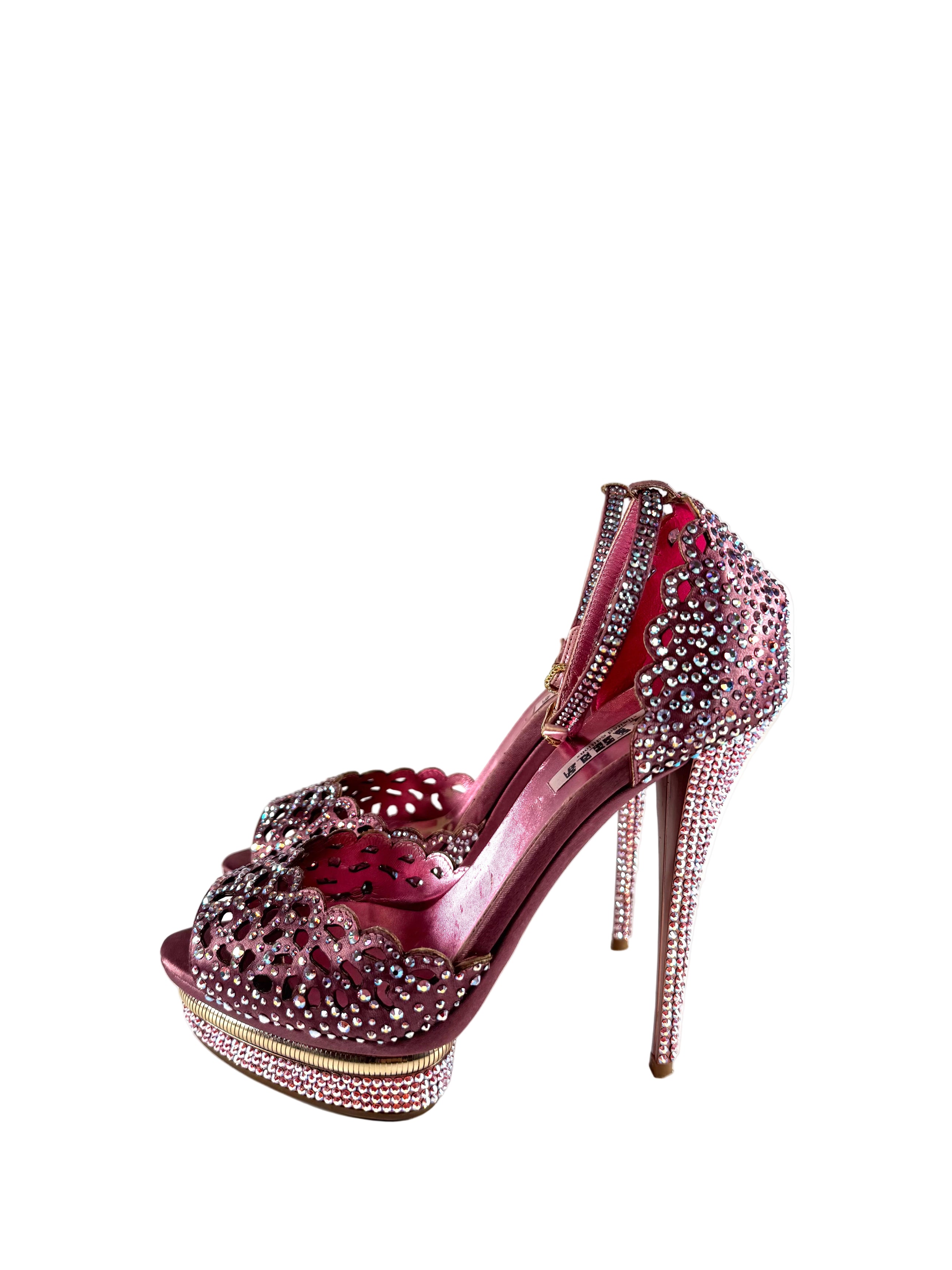 PURPLE RHINESTONE SCALLOPED HEELS @JKOVA