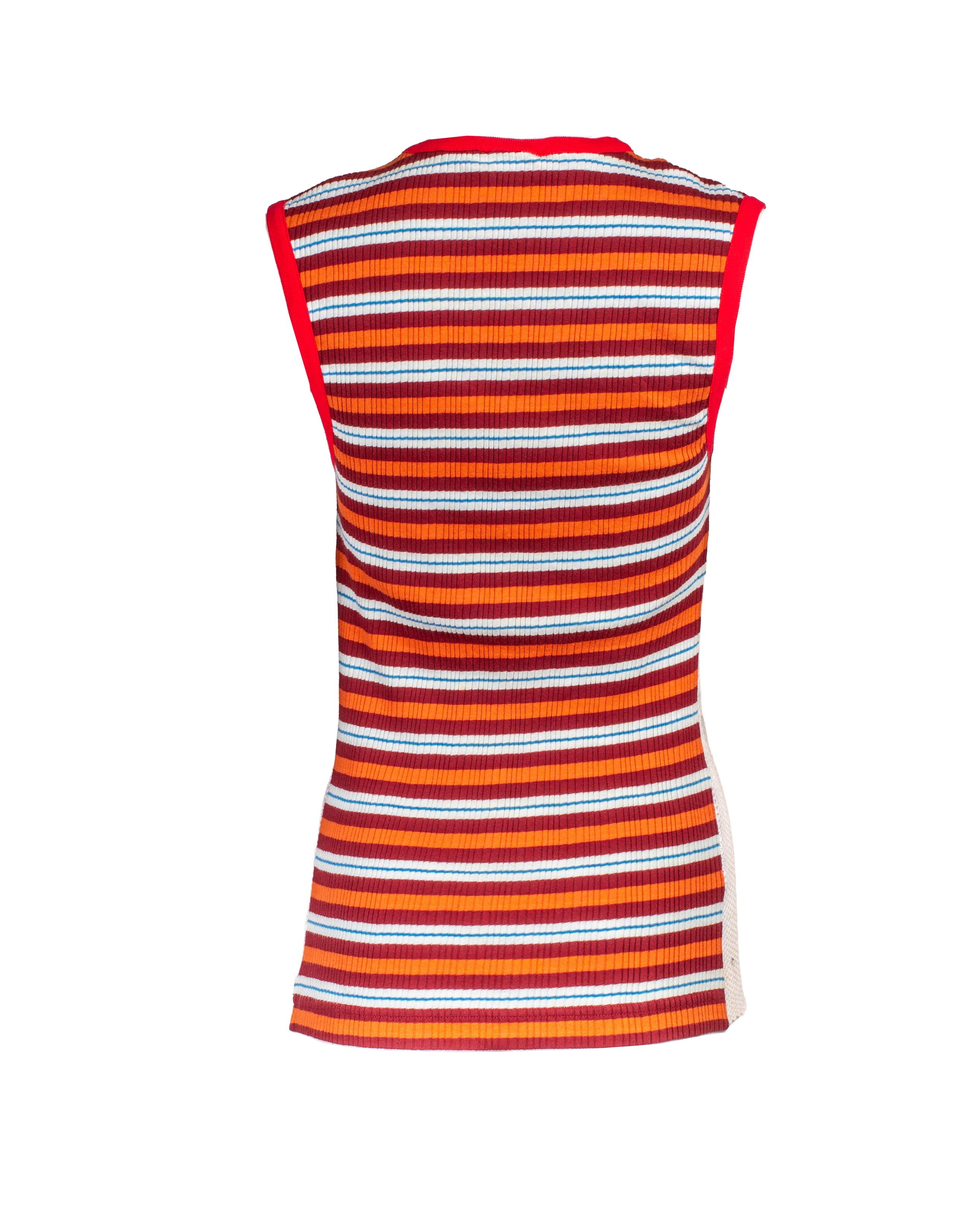 RUGBY WHITE & RED FISHNET STRIPED TANK