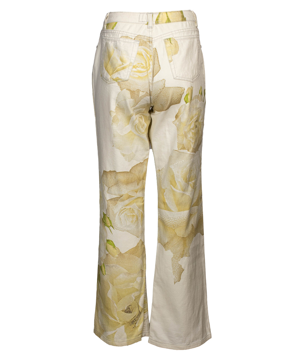 WHITE JEANS PRINTED W WHITE ROSES