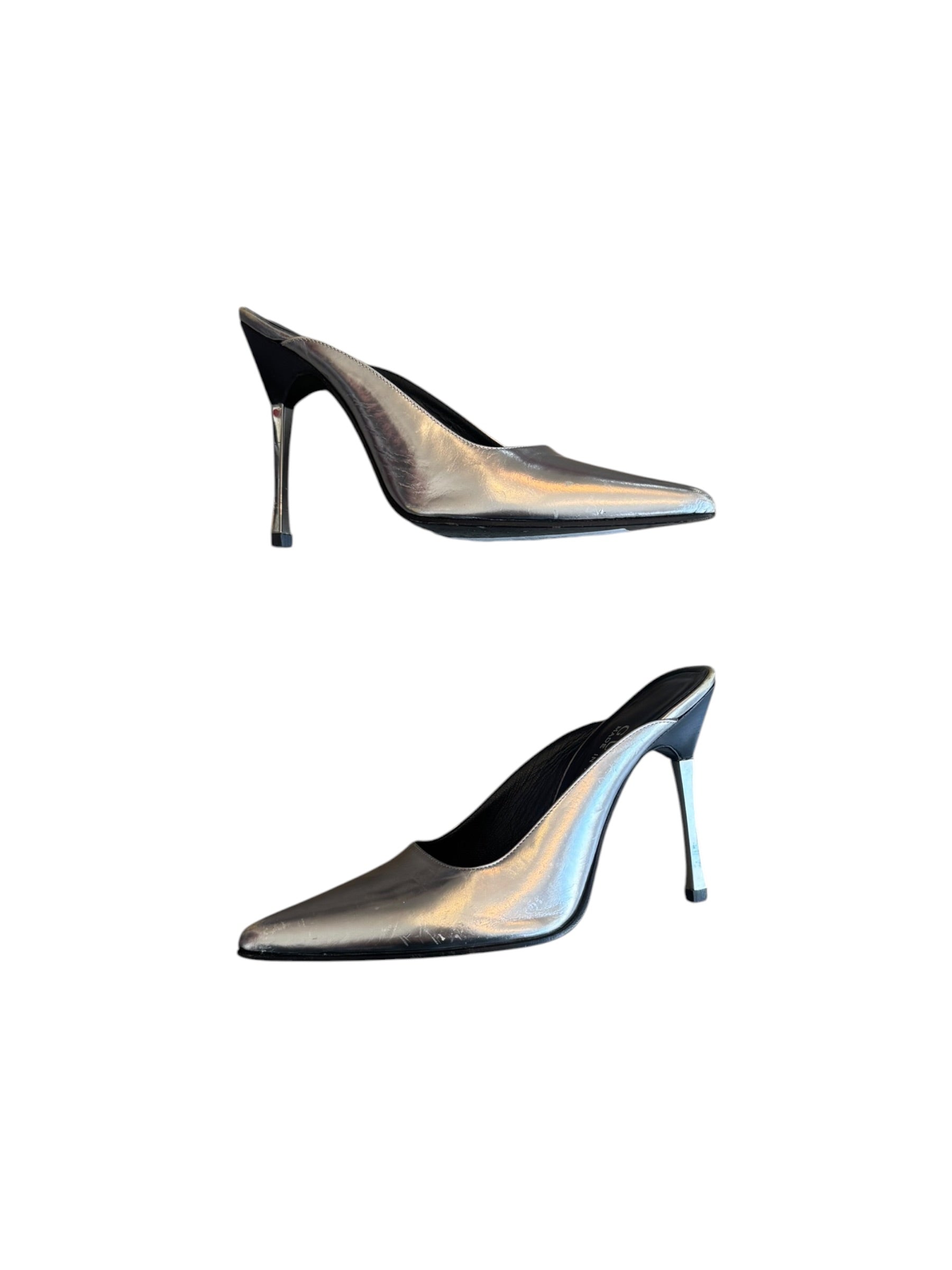 TOM FORD SILVER METALLIC POINTED TOE HEELS (AS IS) @SM