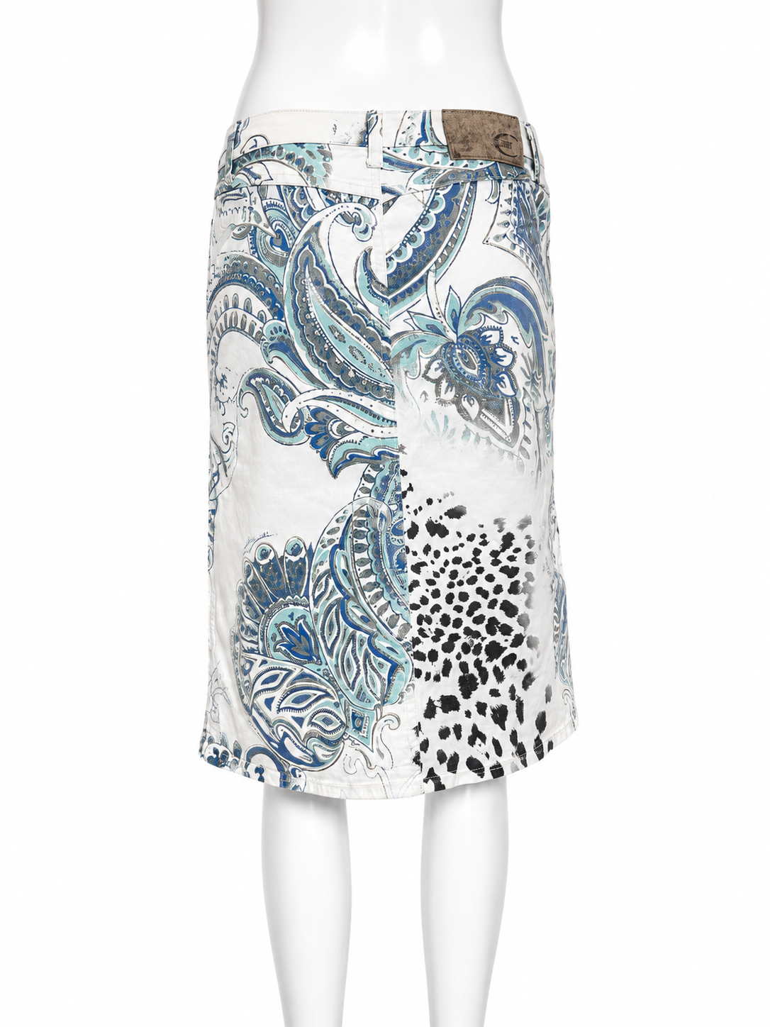 SS04 BLUE PAISLEY LEOPARD MIDI SKIRT