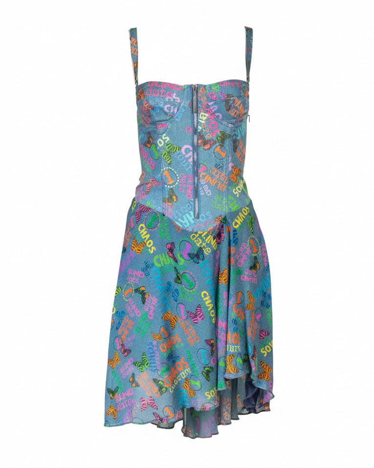 CHAOS “BLIND DATE” SILK PRINTED DRESS