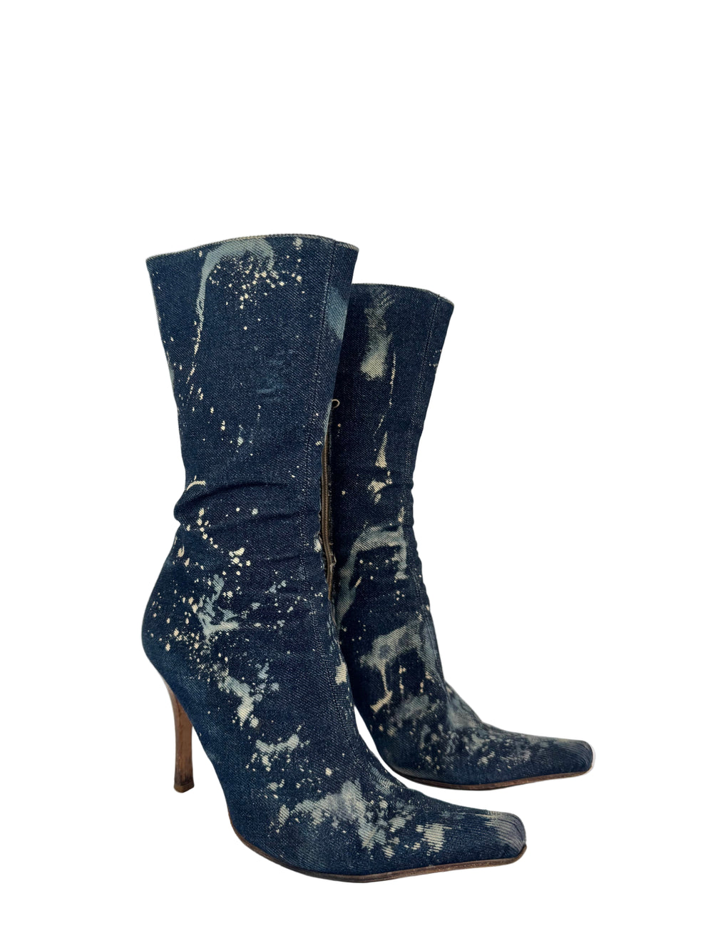 NELO NEMBRO DENIM BLEACH SPOTTED BOOTIES @CSTEEN