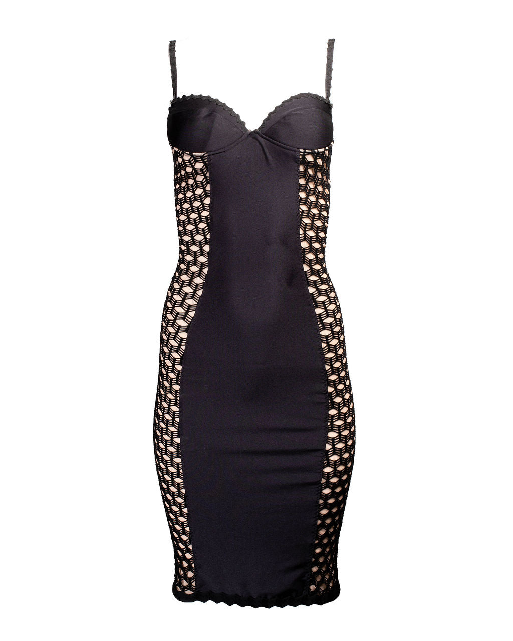 BLACK FISHNET PANEL BODYCON DRESS @ALISHAG