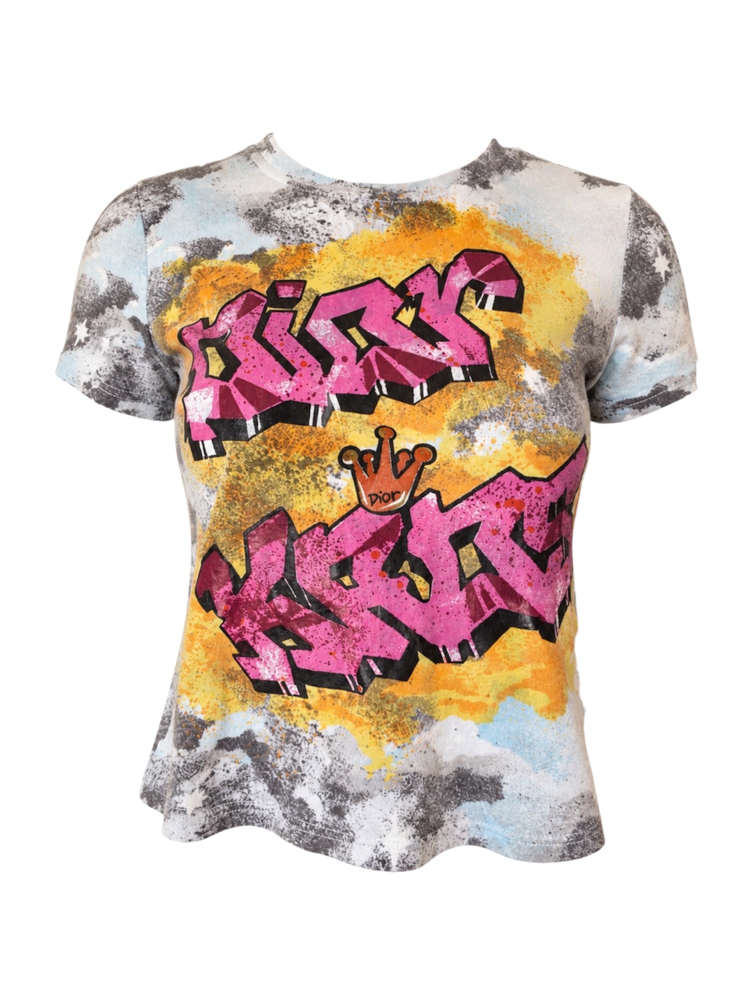 SS04 GREY MULTICOLOR TIE DYE GRAFFITI TEE @SM