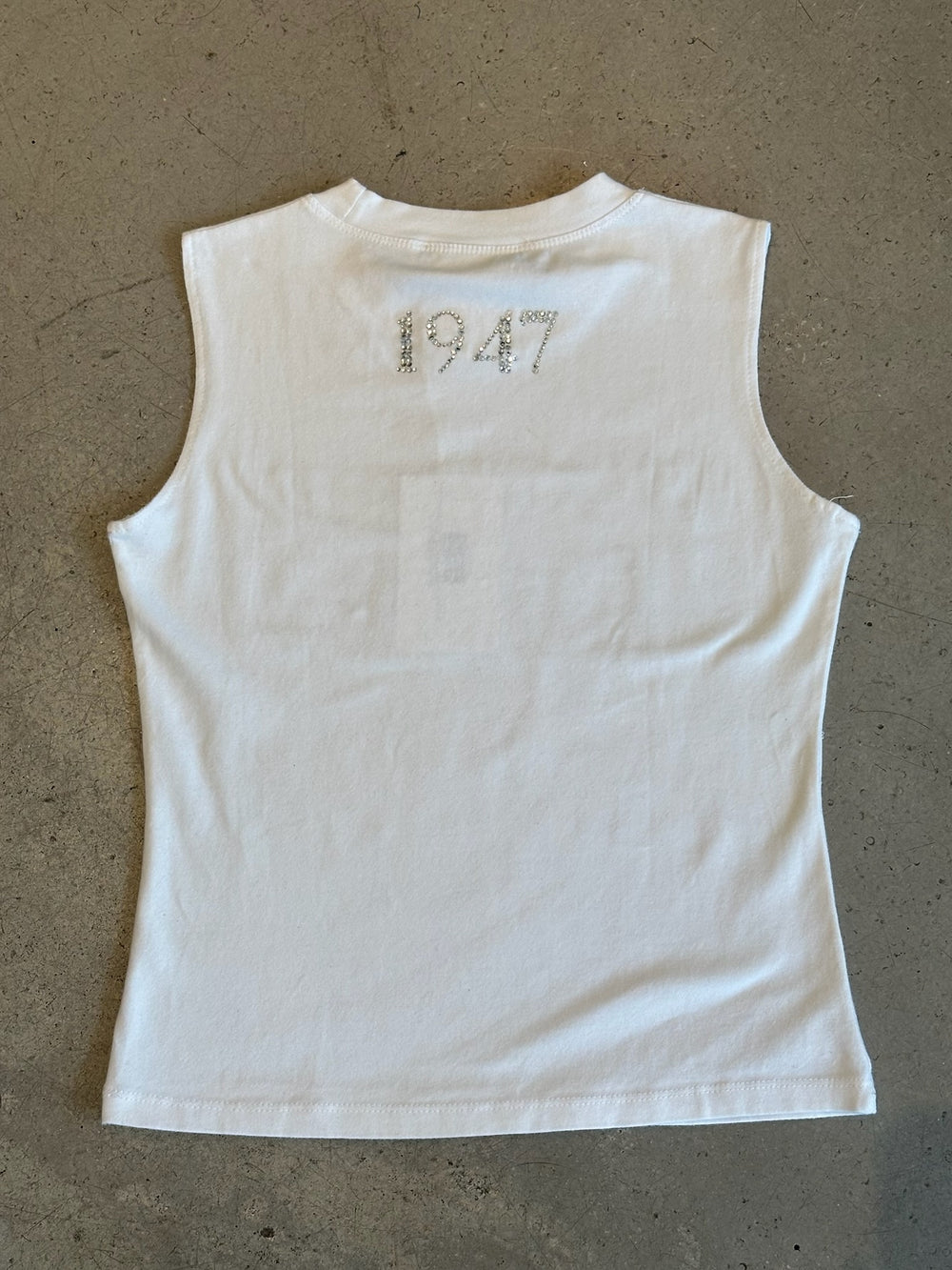 WHITE SWAROVSKI CRYSTAL “J’ADORE DIOR” TANK @AFENI