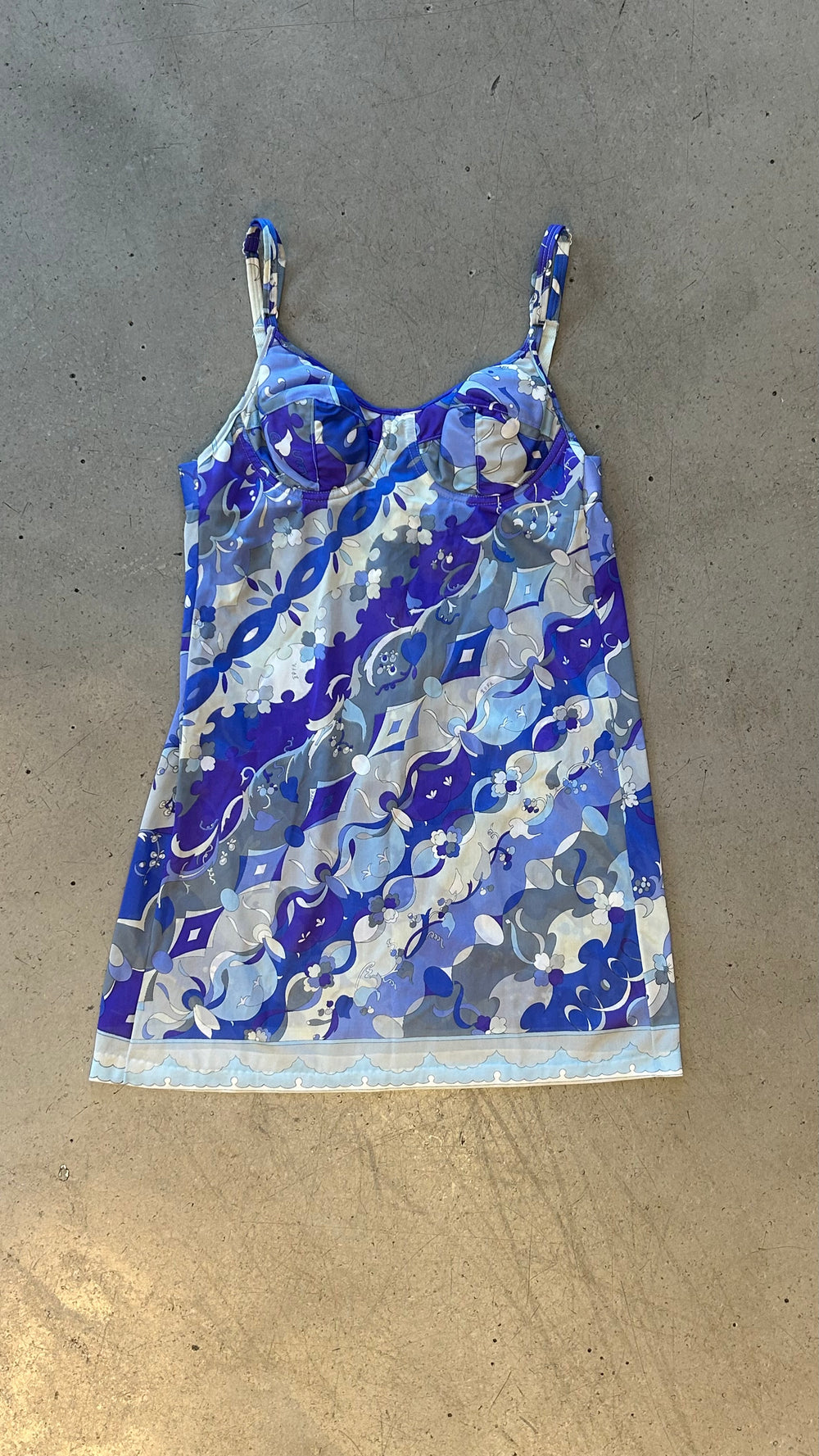 BLUE/PURPLE CLASSIC PRINTED SLIP DRESS