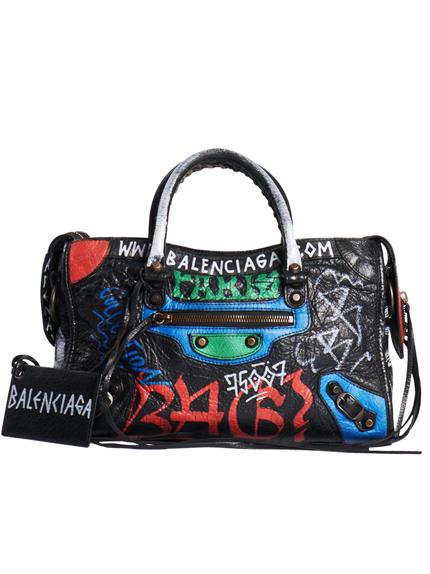 SS18 BLACK MULTICOLOR GRAFFITI MINI  CITY BAG