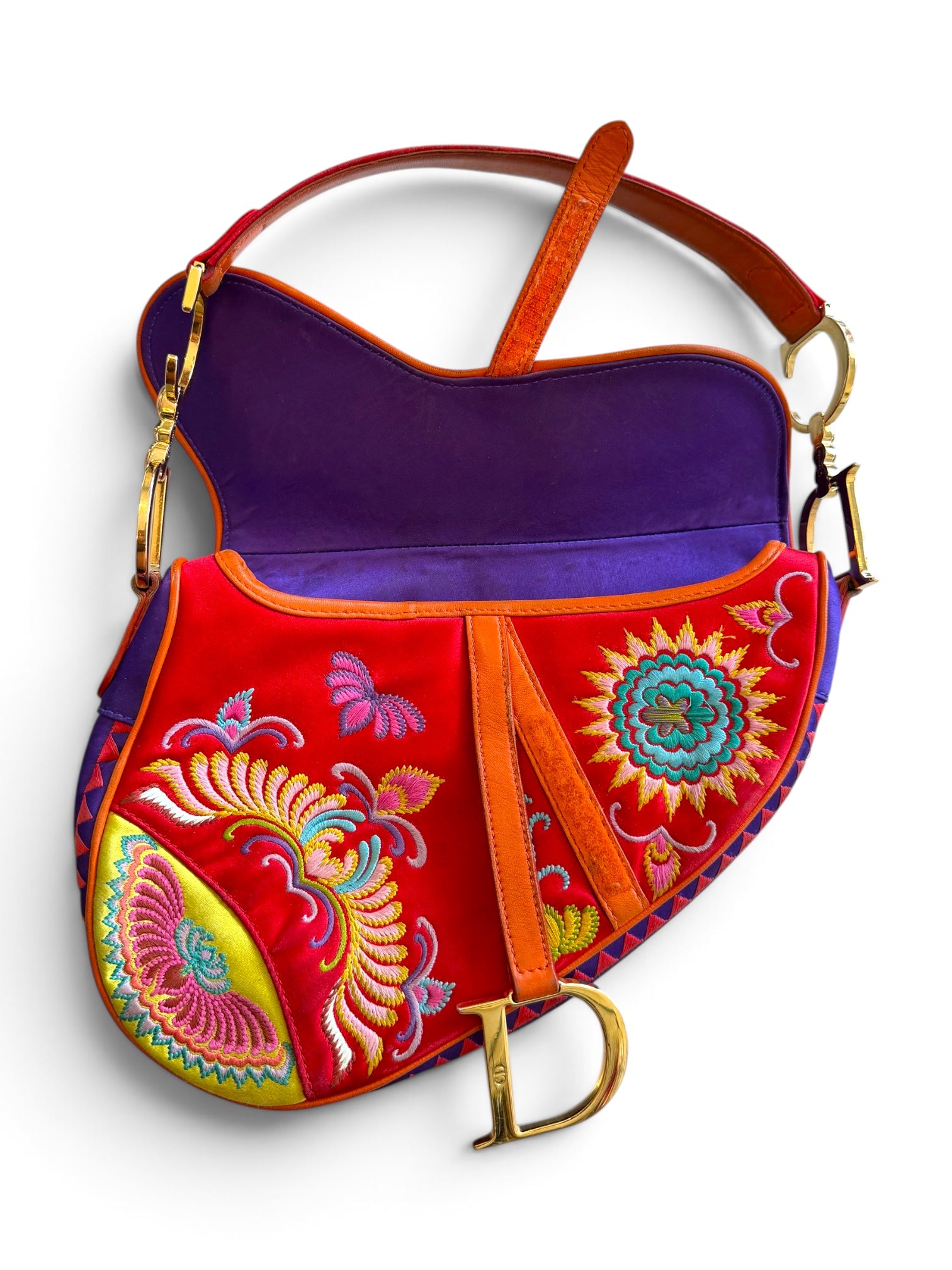 2002 SHANGHAI SILK EMBROIDERED MULTI COLOR SADDLE BAG
