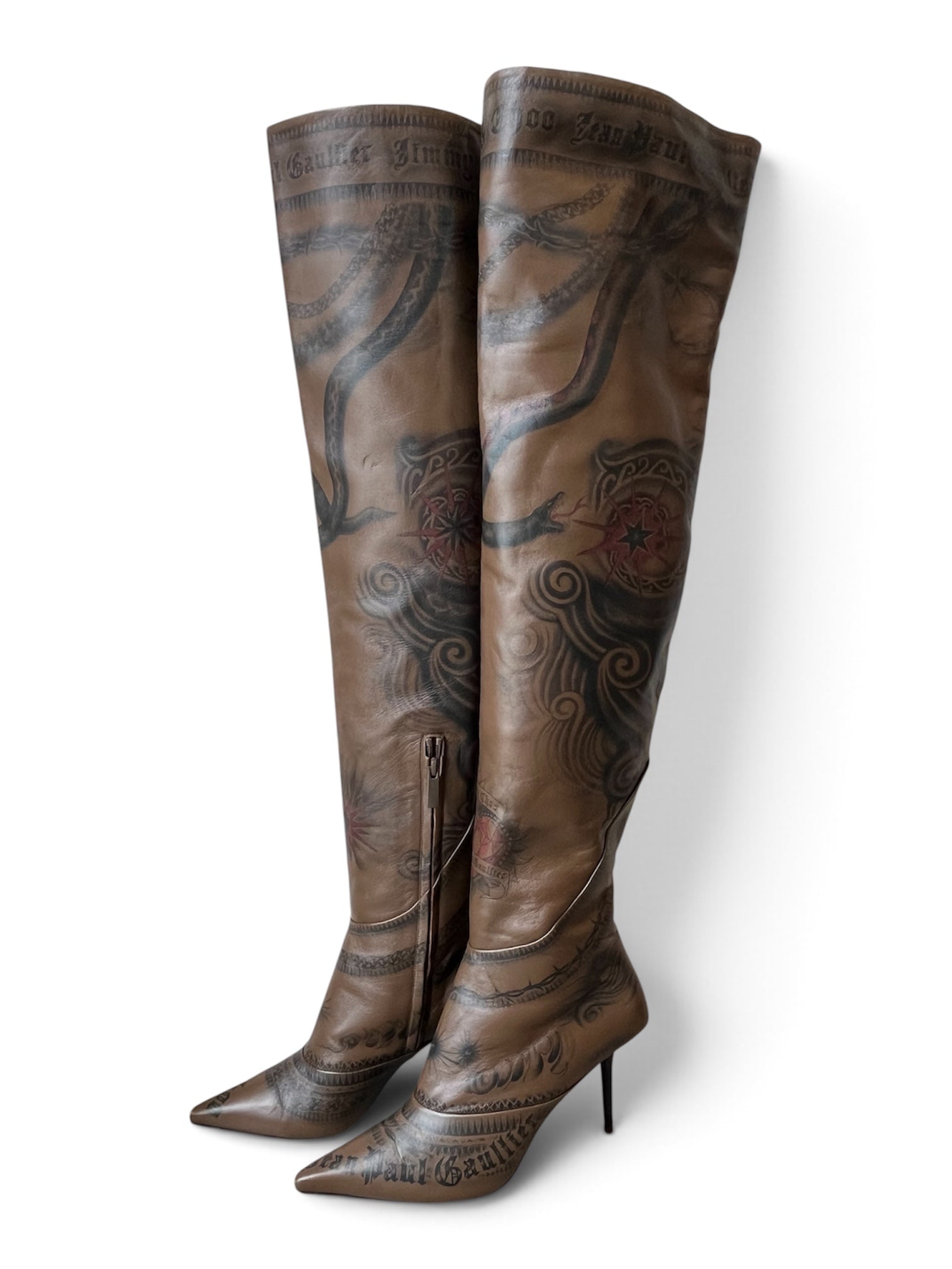 TATTOO BROWN THIGH HIGH BOOTS @SM
