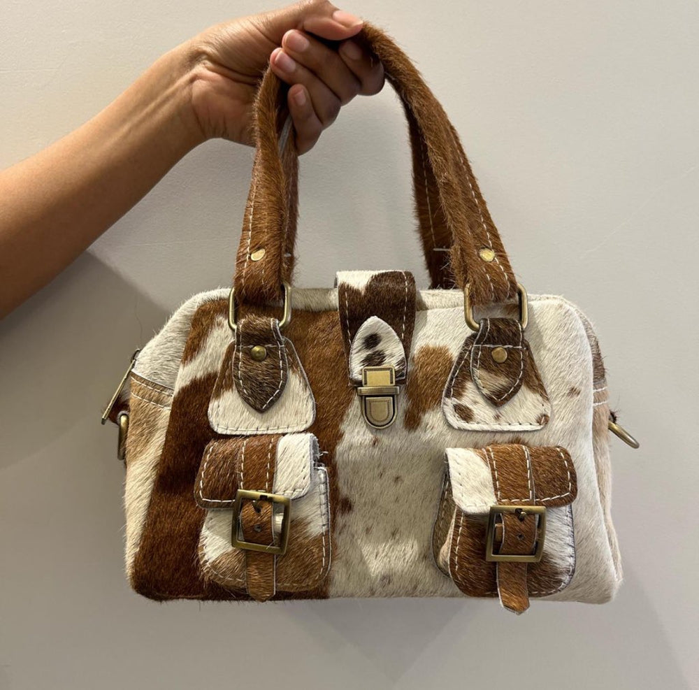 BROWN & WHITE CALF HAIR PURSE MADE IN EGYPT @RAD
