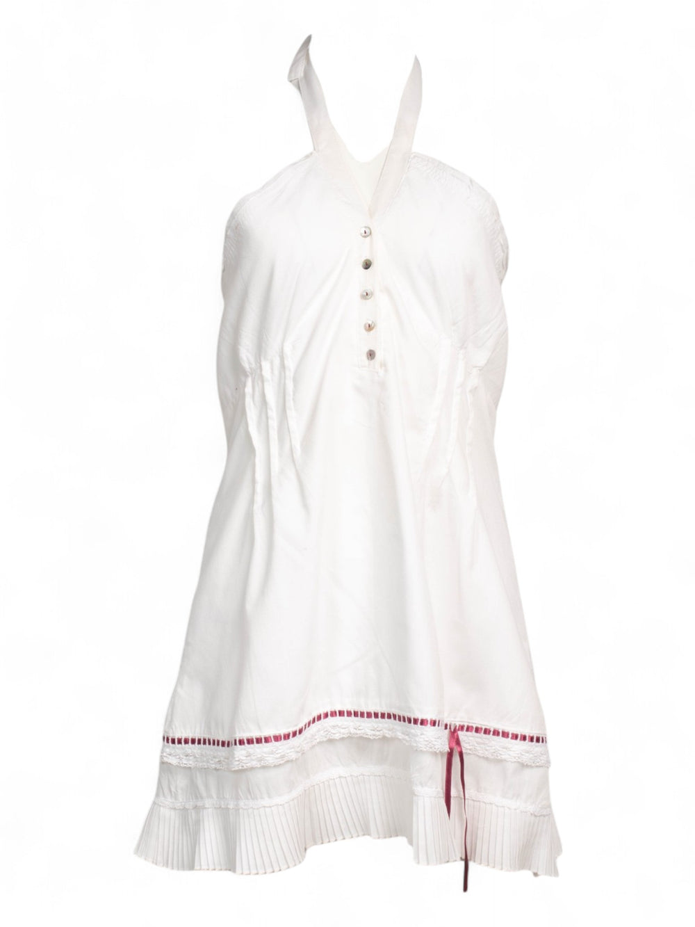 90S FRENCH WHITE RUFFLED HALTER DRESS