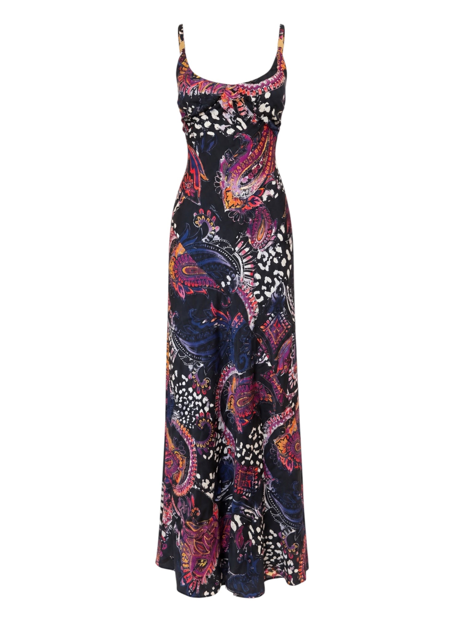 SS04 BLACK/PURPLE LEOPARD/PAISLEY SILK BIAS GOWN @SM