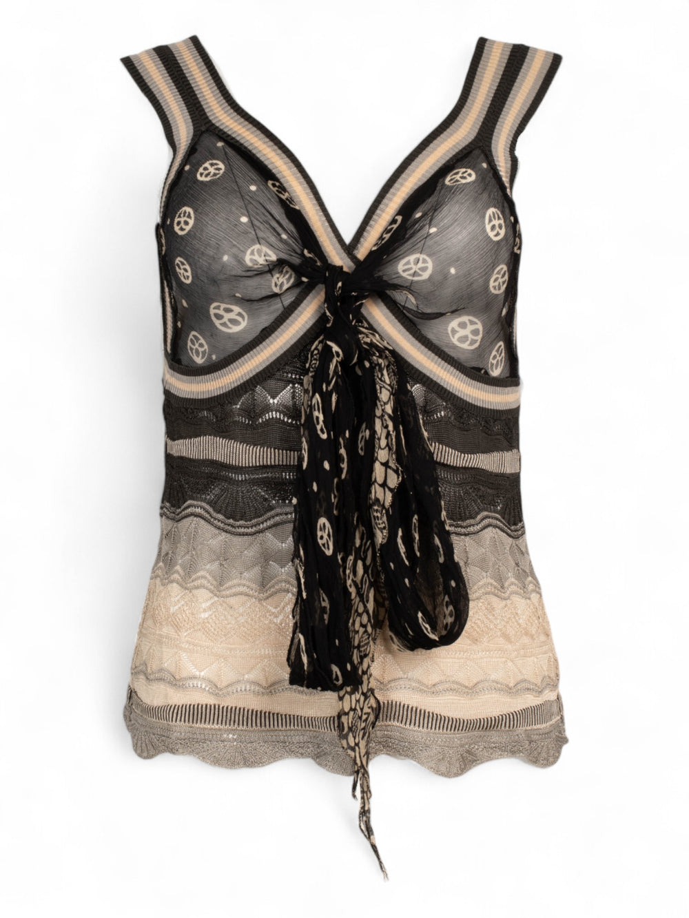 KNIT TANK WITH SILK DETAIL