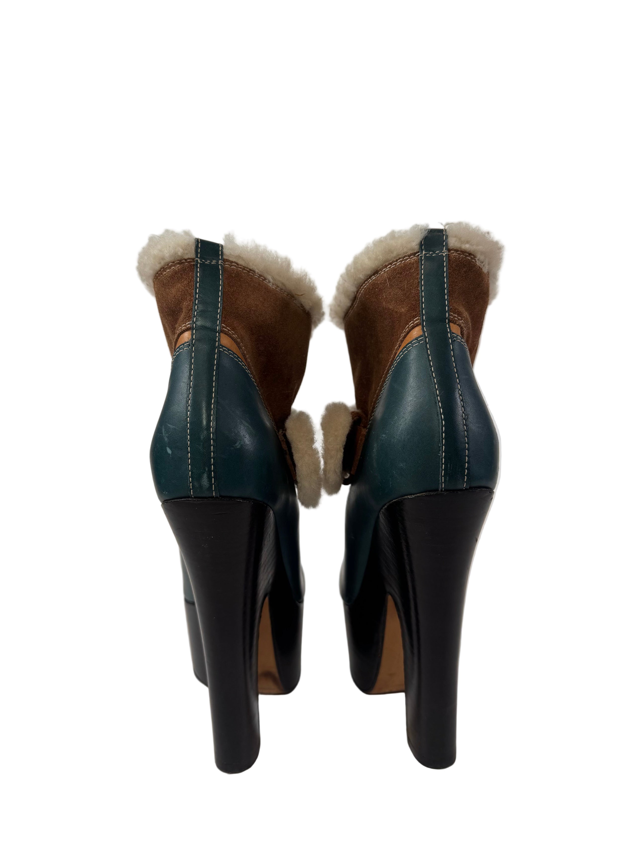 SAINT MORITZ SUEDE & SHEARLING ANKLE BOOTIES